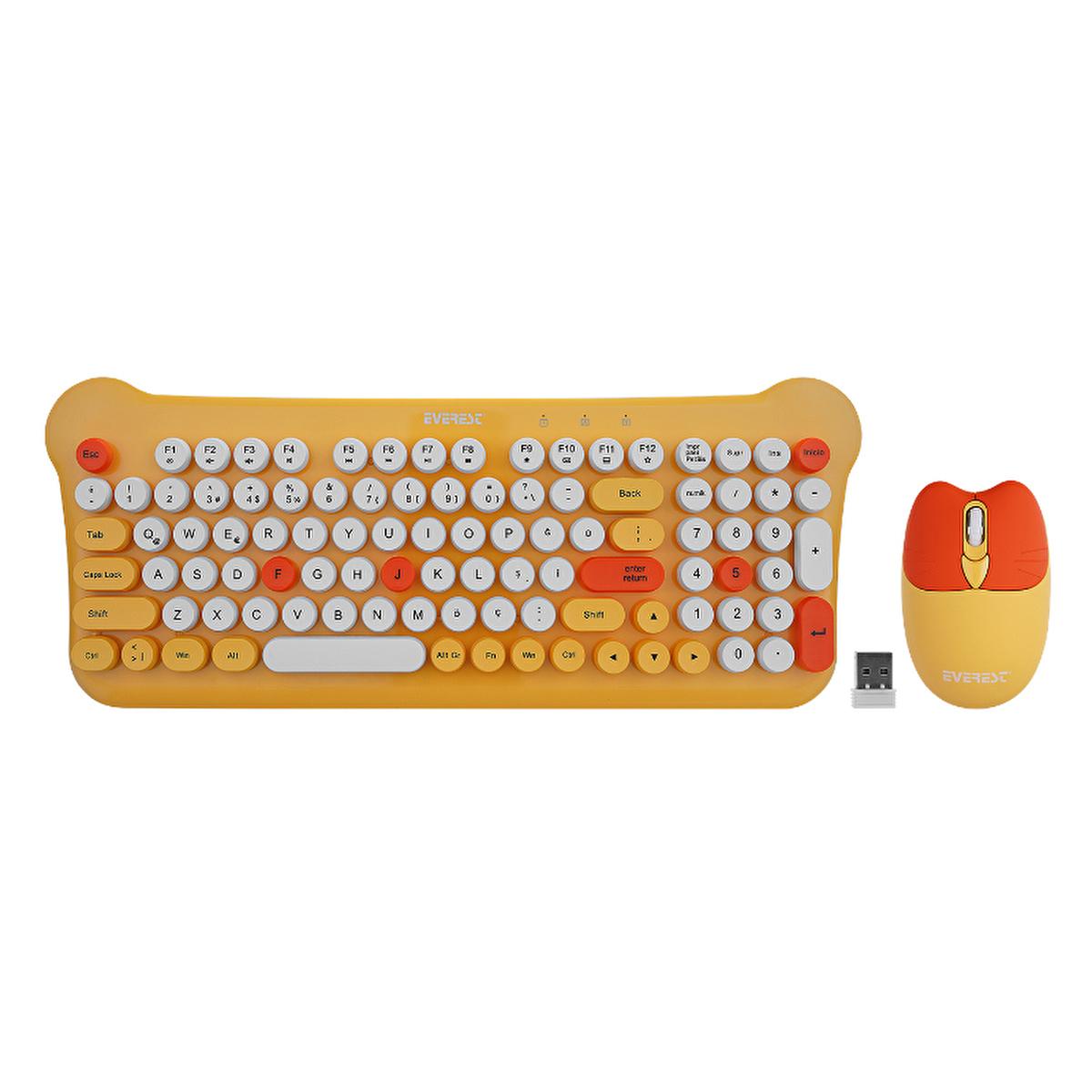Everest Wireless Keyboard and Mouse Set - 2.4Ghz + Bluetooth, Compact Design, Multimedia Keys