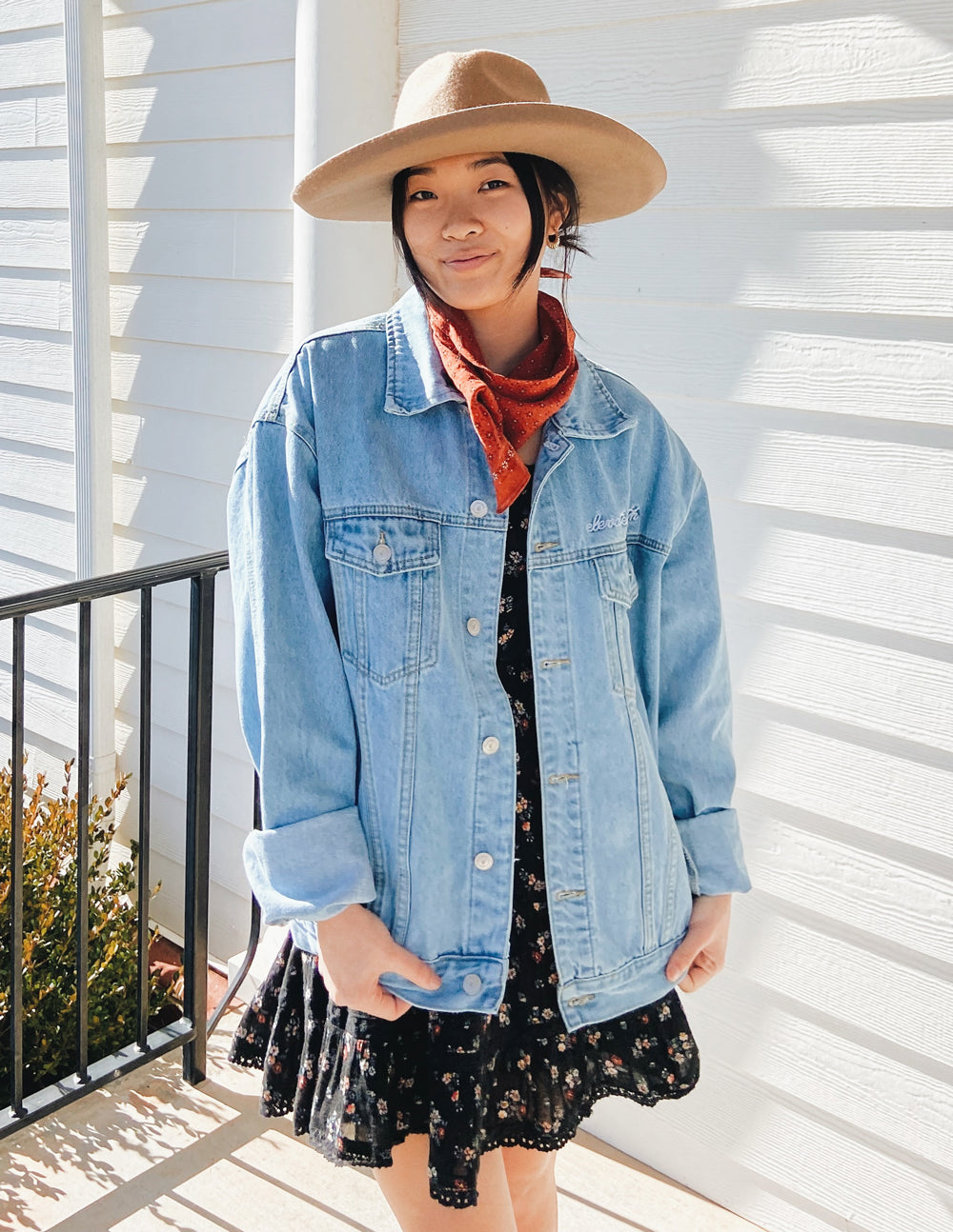 Elevated Faith What a Friend In Jesus Denim Jacket — color detail