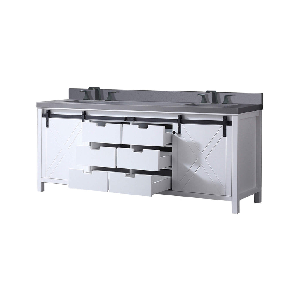 Nuvia White Bathroom Vanity With Gray Quartz Top And Faucet Set (SAK40685) – SAKSBY WHOLESALE, view 5
