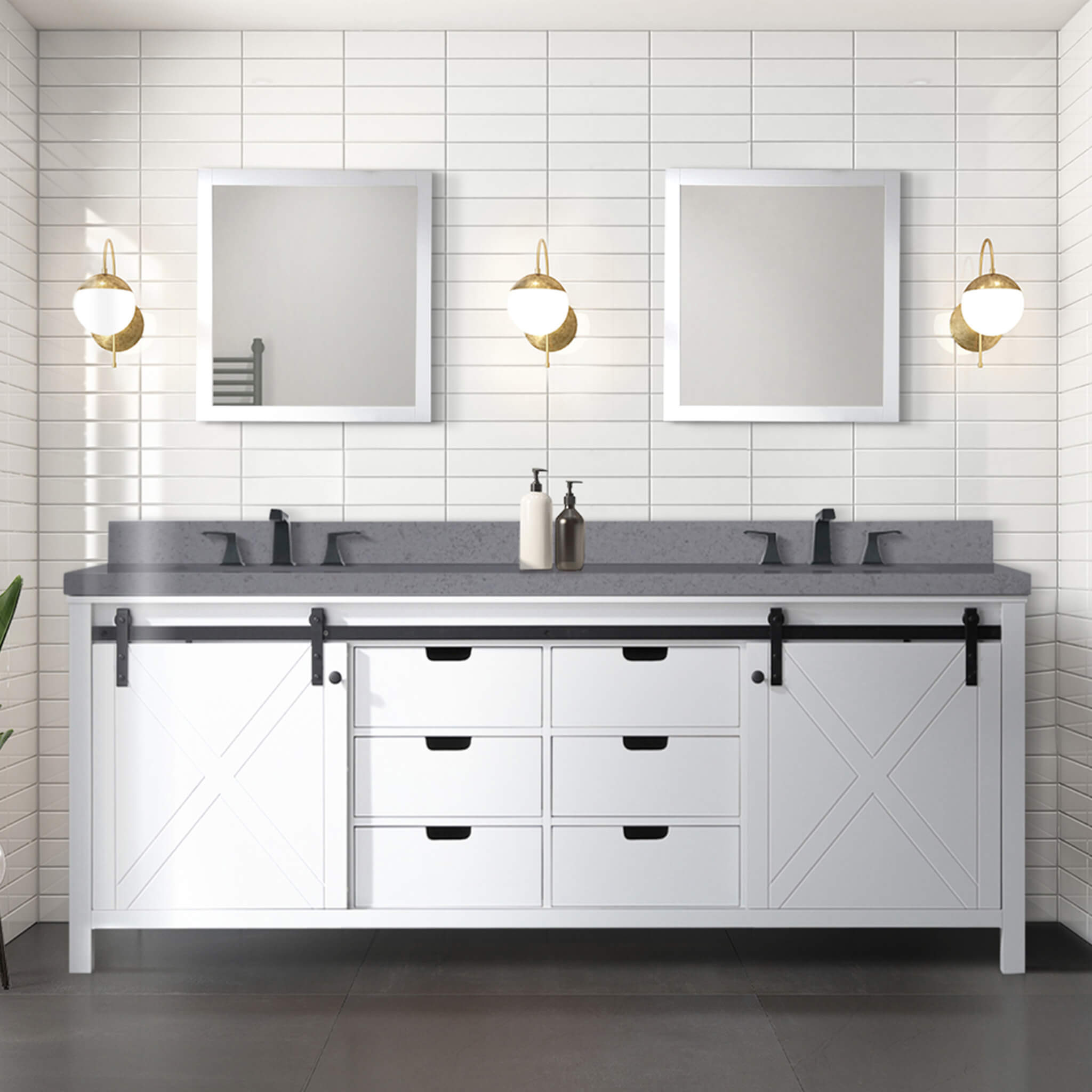 Nuvia White Bathroom Vanity With Gray Quartz Top And Faucet Set (SAK40685) – SAKSBY WHOLESALE