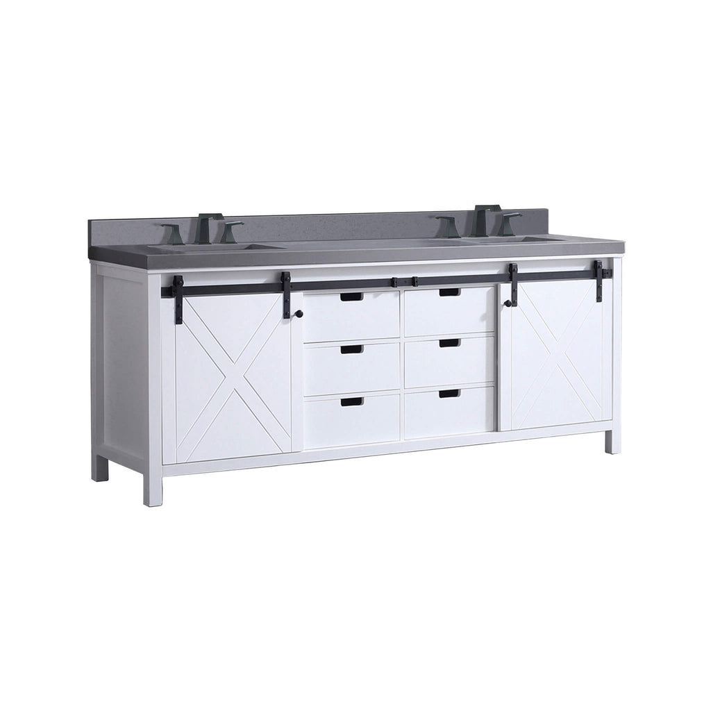 Nuvia White Bathroom Vanity With Gray Quartz Top And Faucet Set (SAK40685) – SAKSBY WHOLESALE, view 3