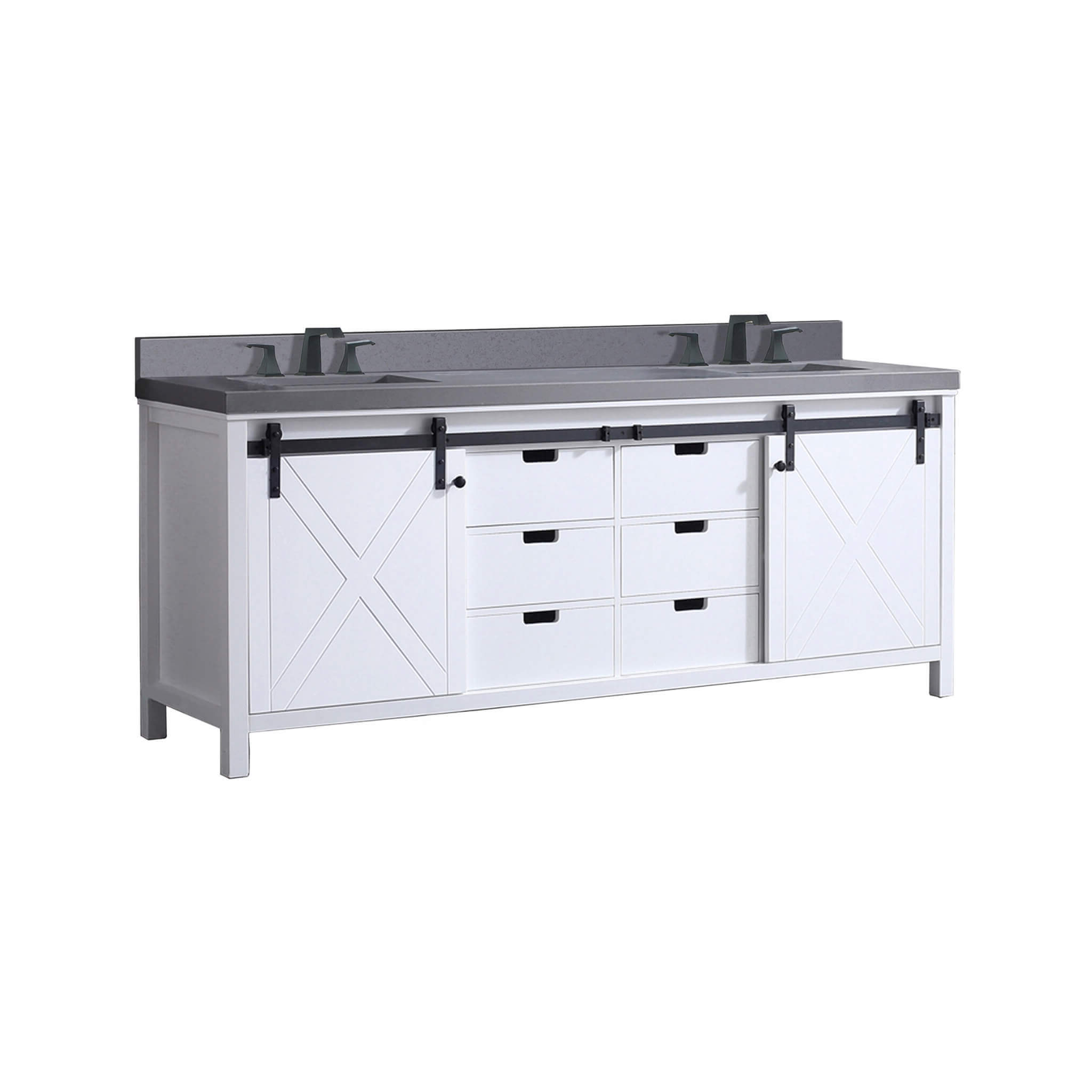 Nuvia White Bathroom Vanity With Gray Quartz Top And Faucet Set (SAK40685) – SAKSBY WHOLESALE, view 3