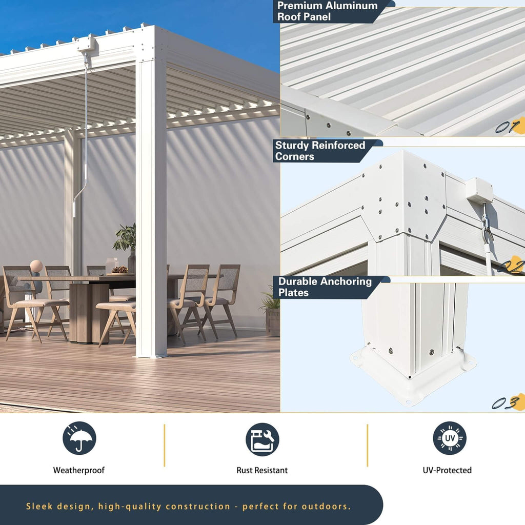 Alora Louvered Aluminum Pergola With Adjustable Roof And Pull-Down Screens (SAK46817) – SAKSBY WHOLESALE, view 8