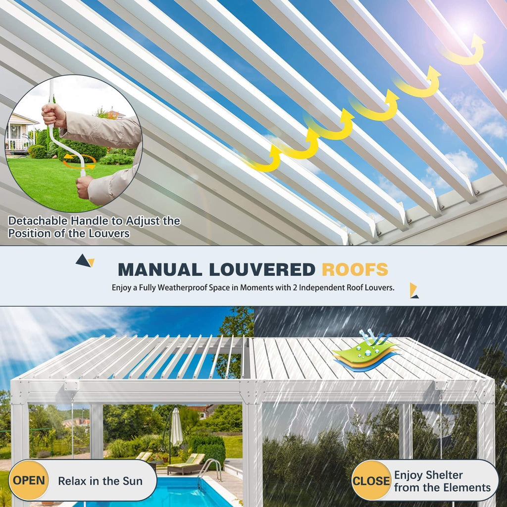 Alora Louvered Aluminum Pergola With Adjustable Roof And Pull-Down Screens (SAK46817) – SAKSBY WHOLESALE, view 3