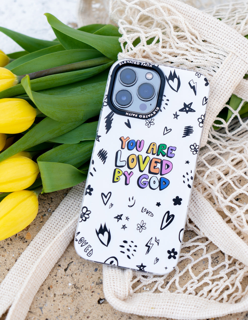 Elevated Faith White You Are Loved By God Phone Case — lifestyle context