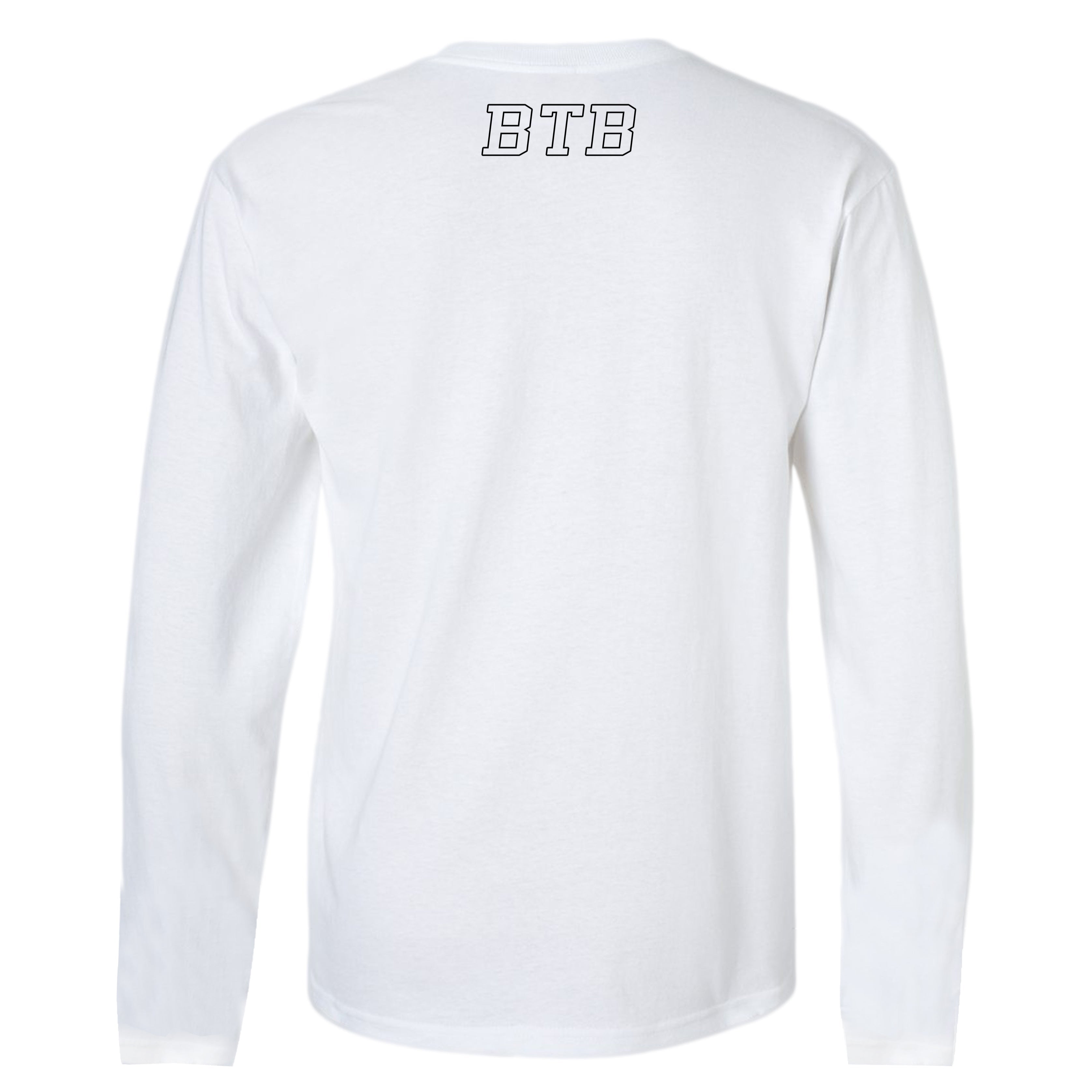 Bigger Than Basketball Be Legendary - Long Sleeve - White — branding close-up
