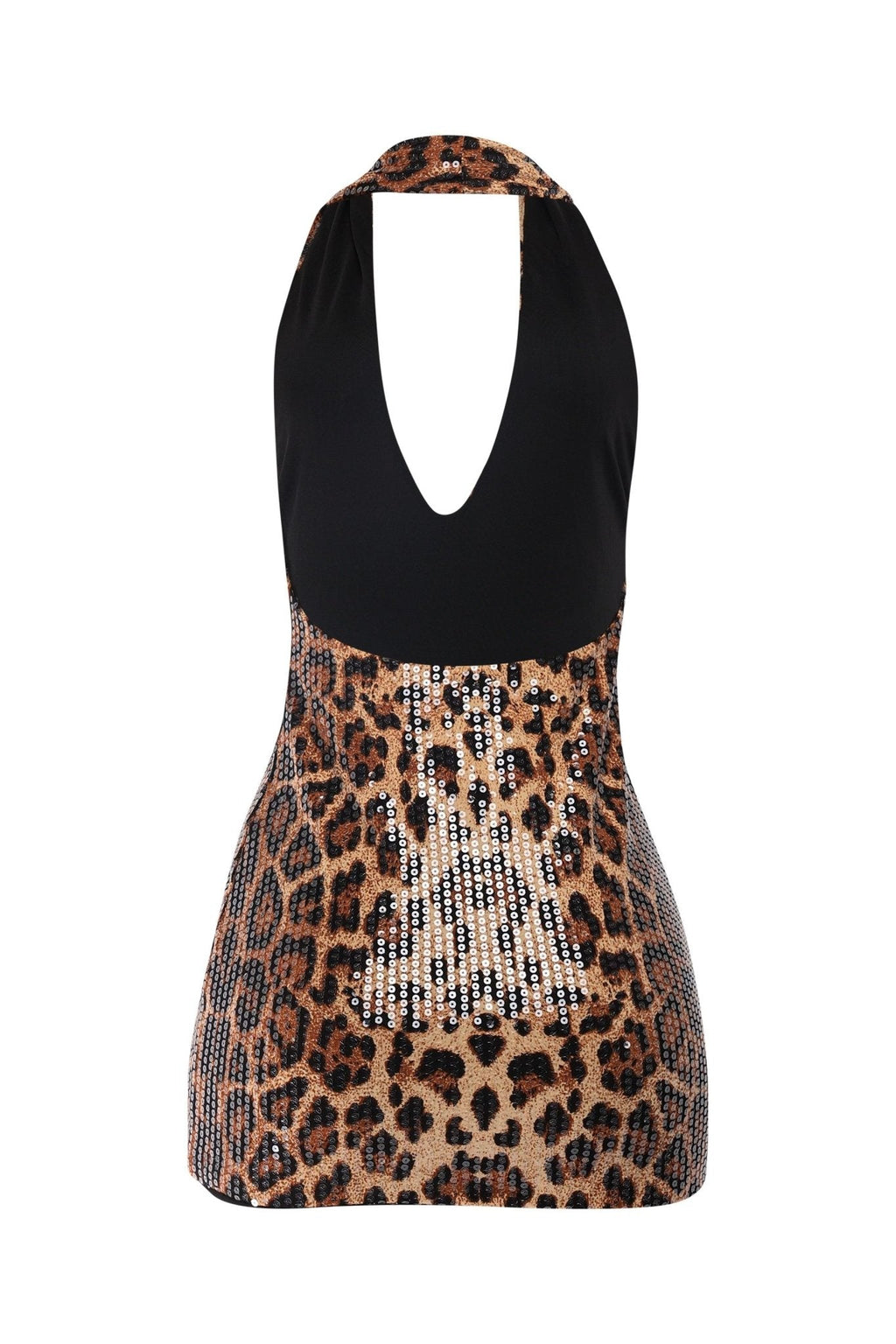 Leopard Sequin Halter Mini Dress – Party Dress