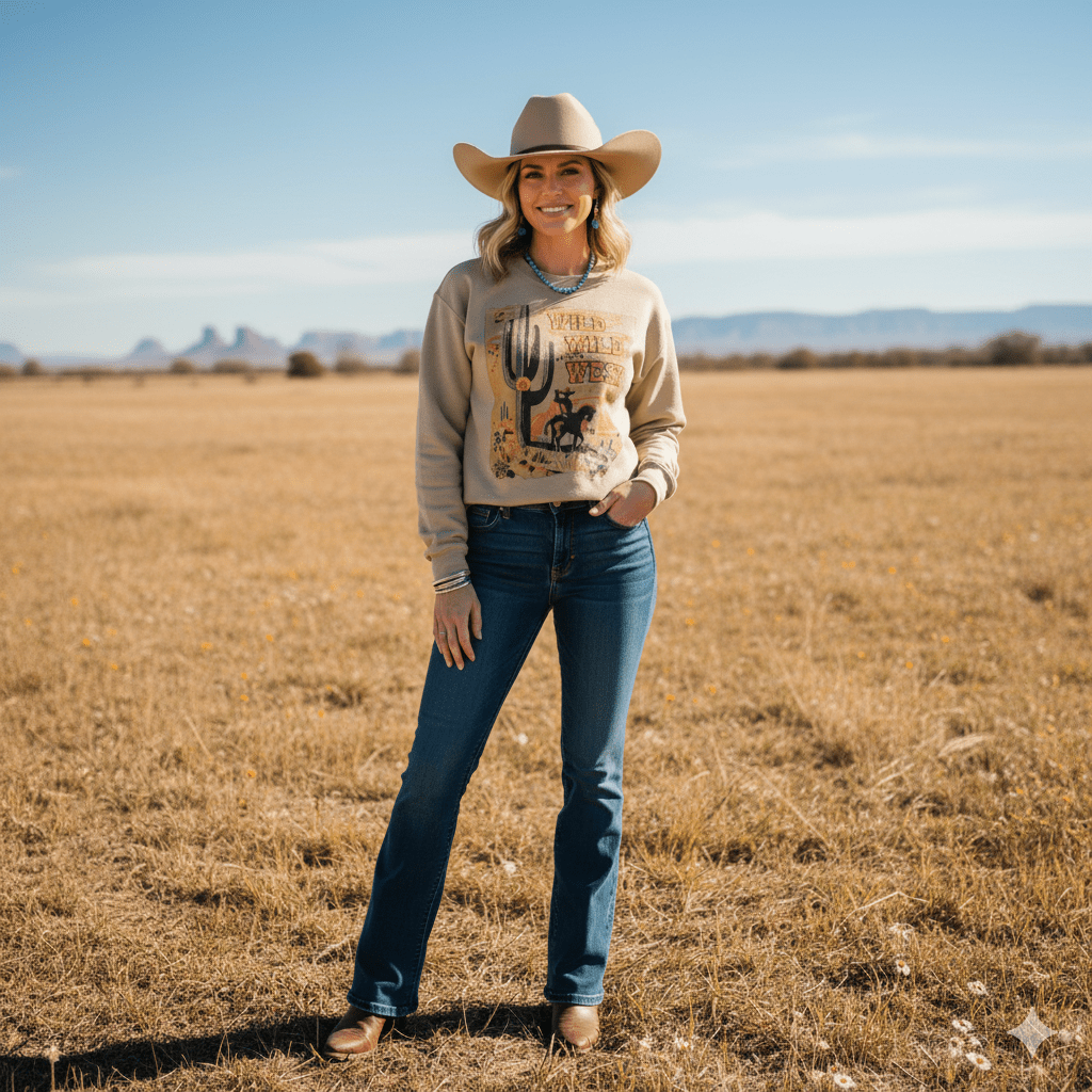 Wild Junkie Wild West Cactus Graphic Sweatshirt — construction detail