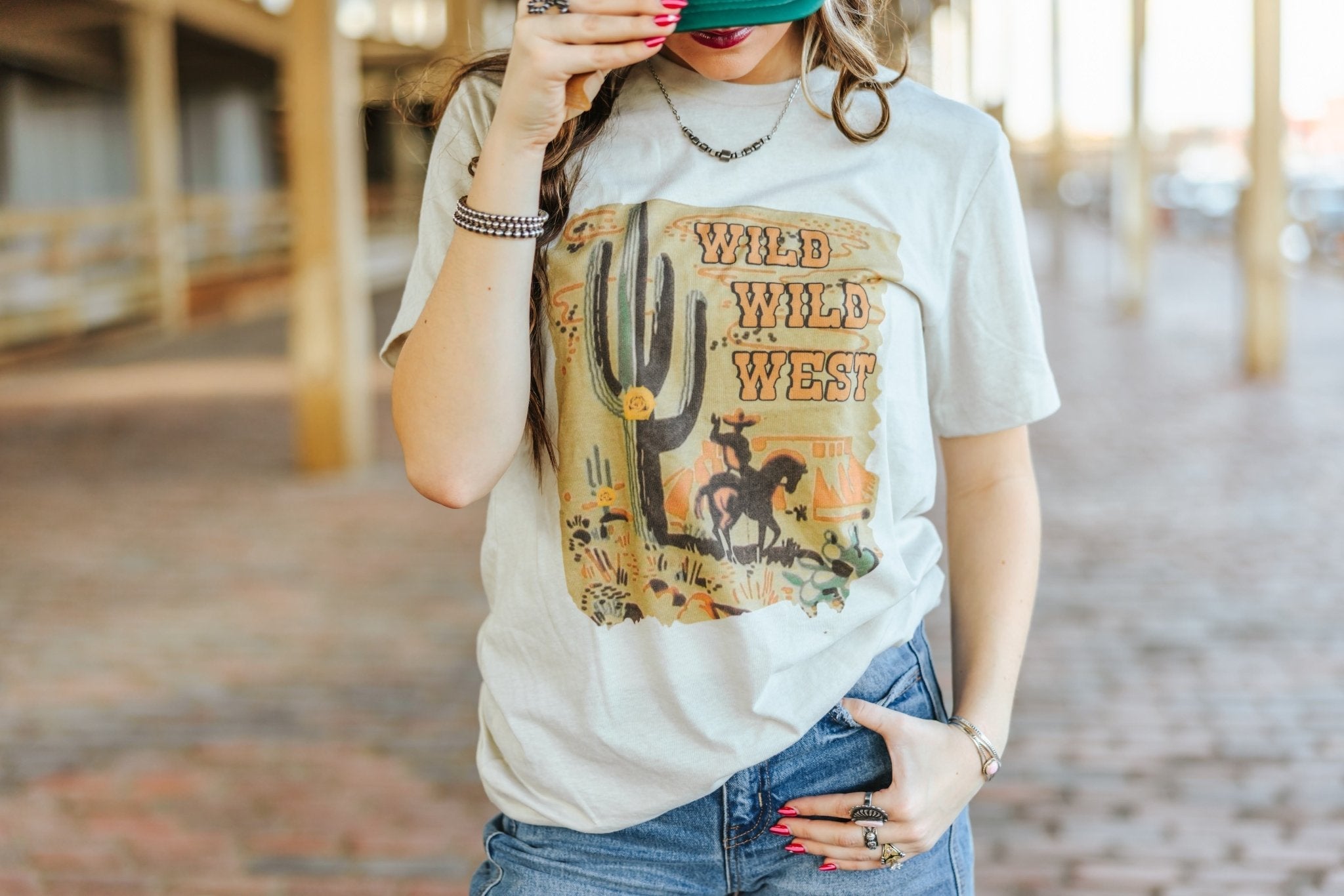 Wild Junkie Wild West Cactus Graphic Tee — detail close-up