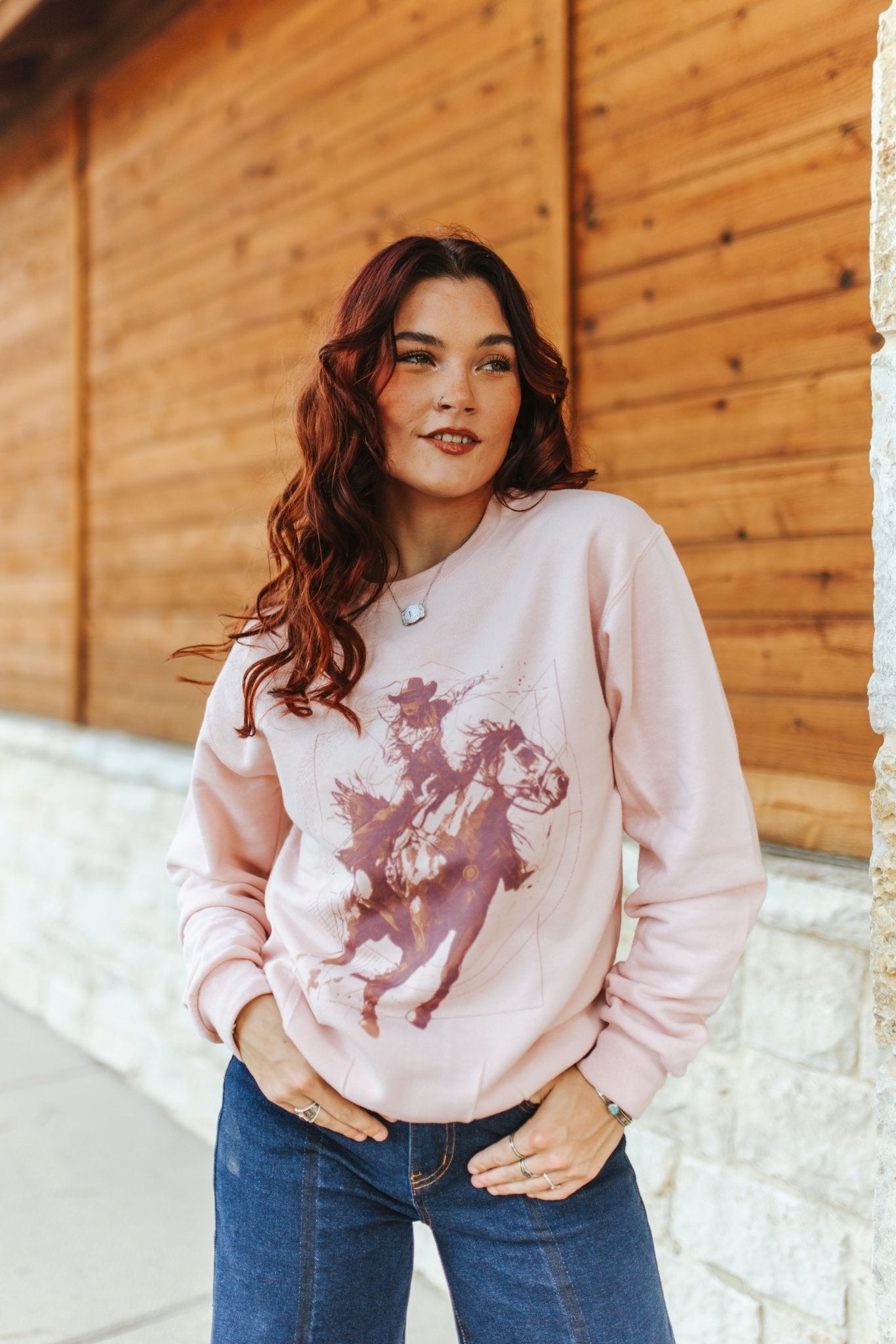 Wild Junkie Vintage Modern Cowgirl Graphic Sweatshirt — main product shot