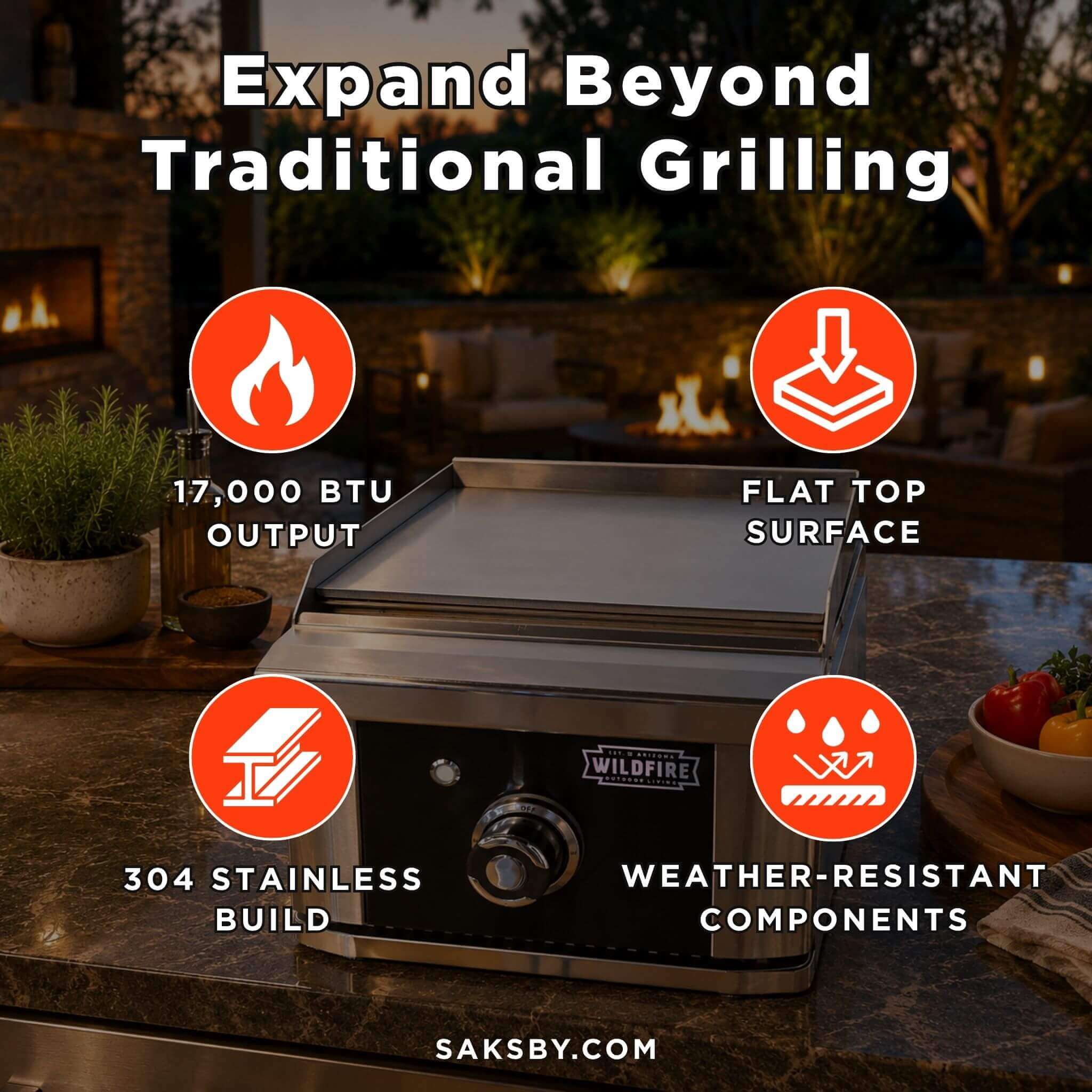 Wildfire Outdoor Living Ranch Pro 15-Inch Stainless Steel Side Griddle [WFSDGRD-BSS/SS] (SAK19684) – SAKSBY WHOLESALE, view 5