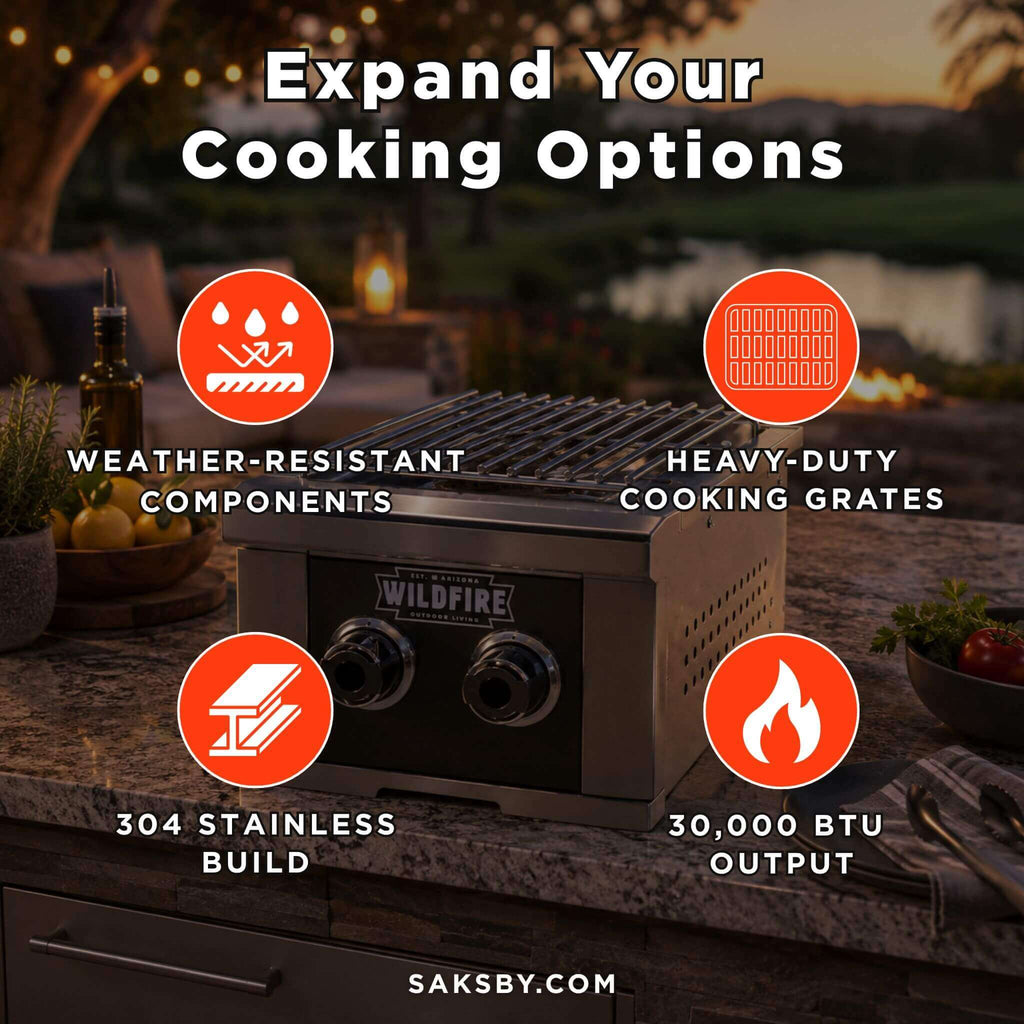 Wildfire Outdoor Living Ranch Pro 14-Inch Stainless Steel Double Side Burner [WFDBLSBRN-BSS/SS] (SAK64352) – SAKSBY WHOLESALE