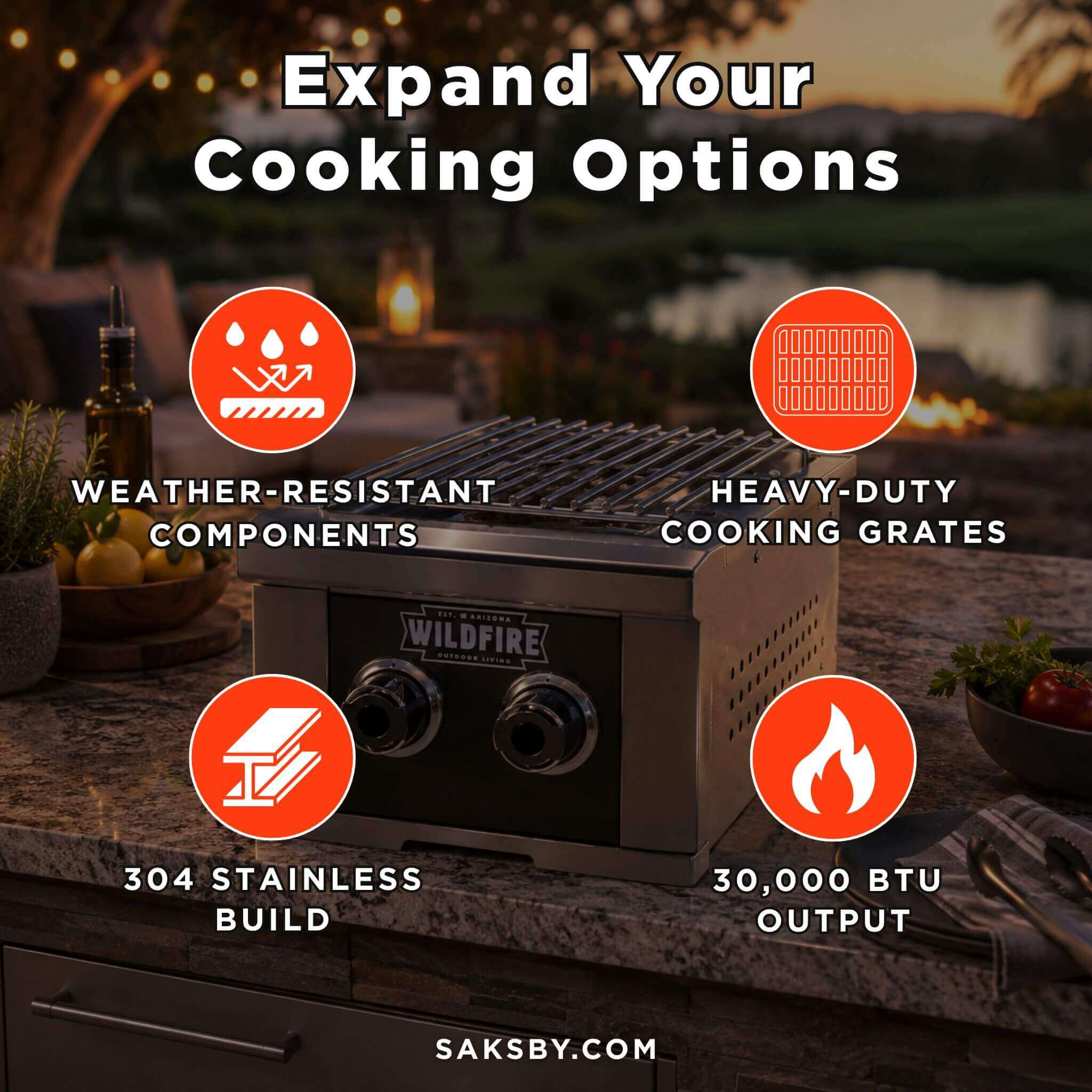 Wildfire Outdoor Living Ranch Pro 14-Inch Stainless Steel Double Side Burner [WFDBLSBRN-BSS/SS] (SAK64352) – SAKSBY WHOLESALE