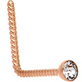 BodyCandy Clear 2mm Gem Inlay Rose Gold IP So Twisted L Shaped Nose Ring — main product shot
