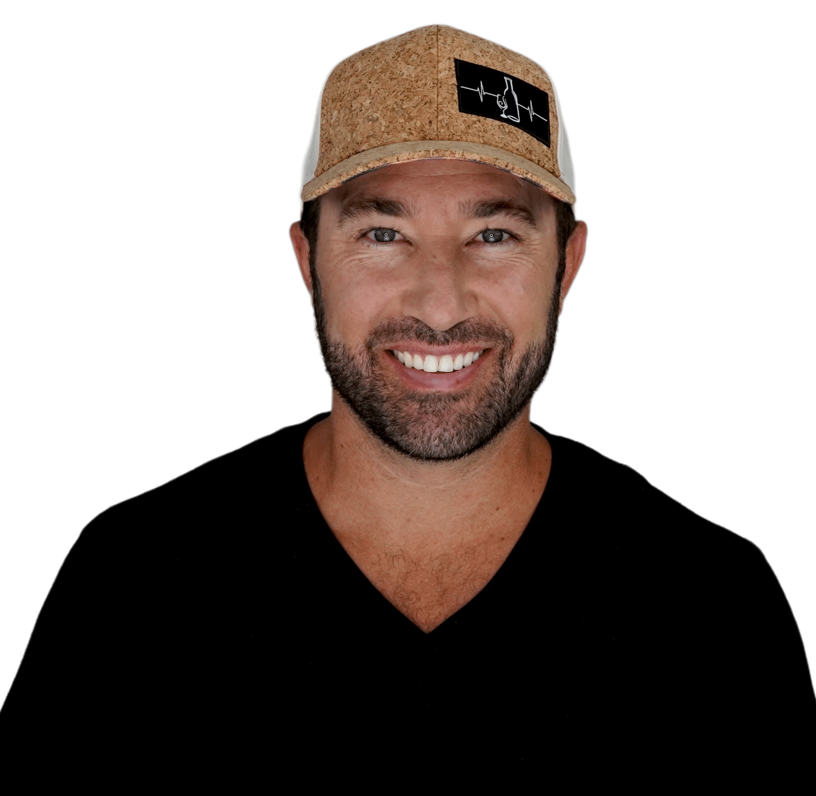 The Heartbeat Brand Wine Hat - Baseball Hat Fit - Cork - Cream - Laser Mesh — detail close-up