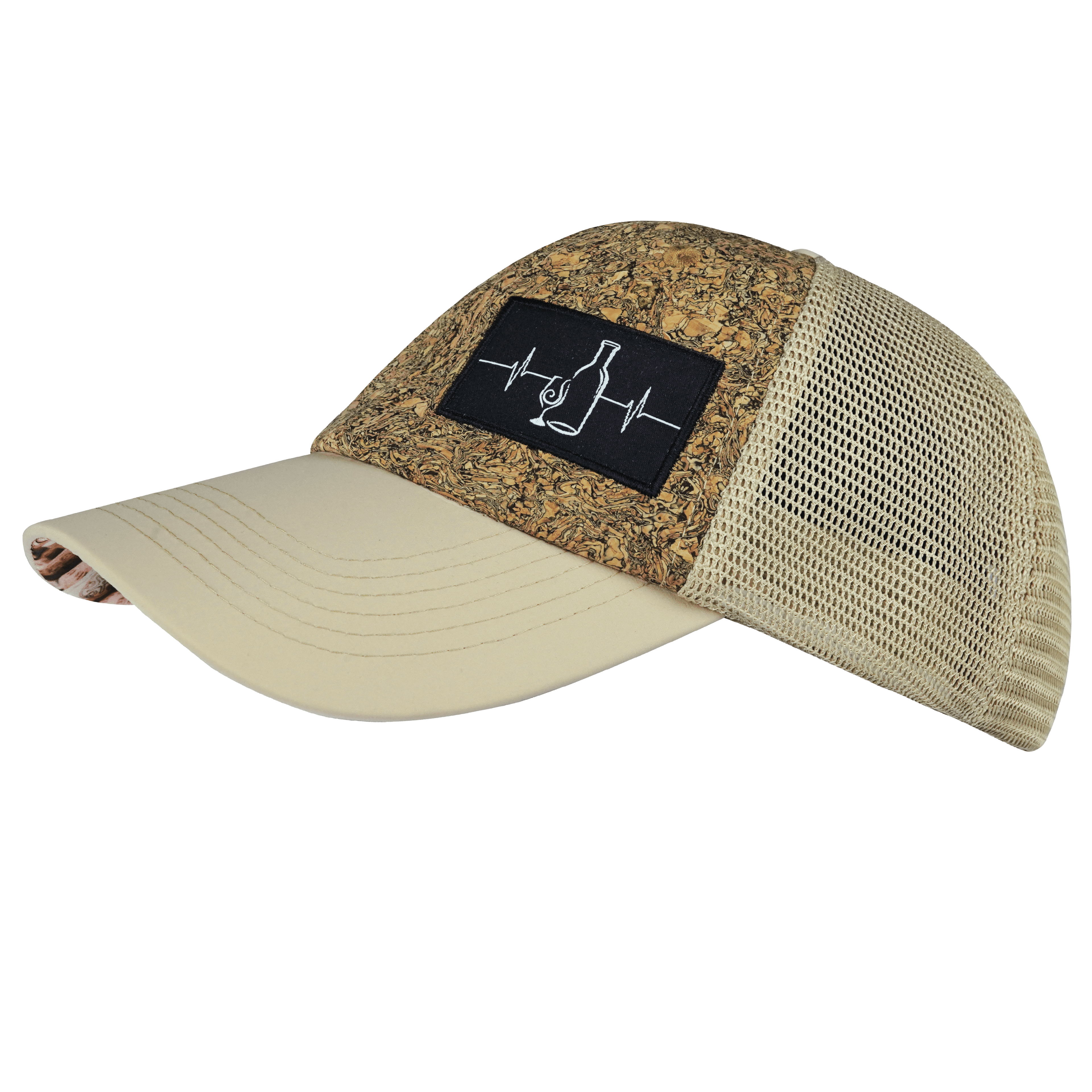 The Heartbeat Brand Wine Hat - Dad Hat - Cork - Cream - Soft Trucker Mesh — lifestyle context