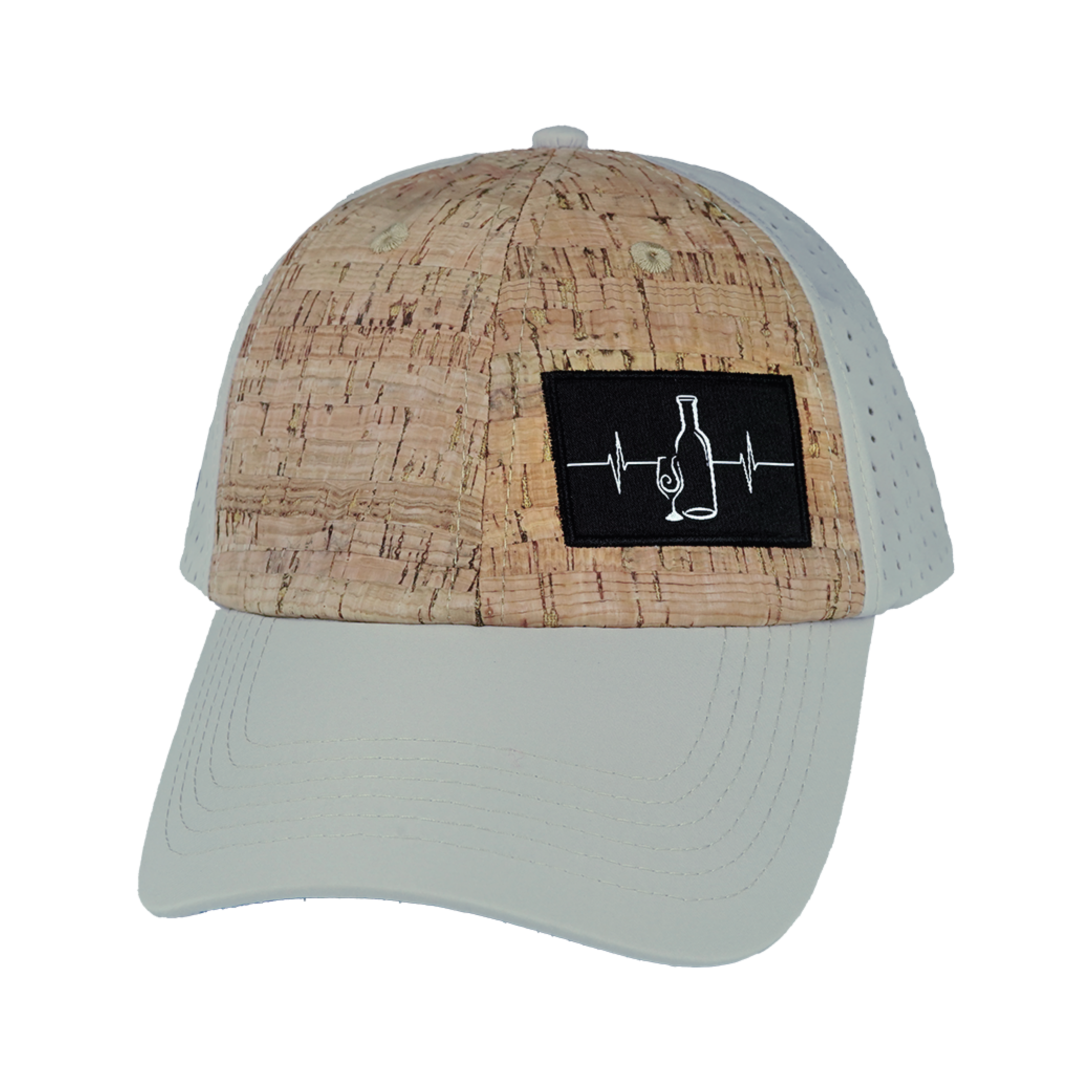 The Heartbeat Brand Wine Hat - Dad Hat - Cork - Gray - Laser Mesh — back view