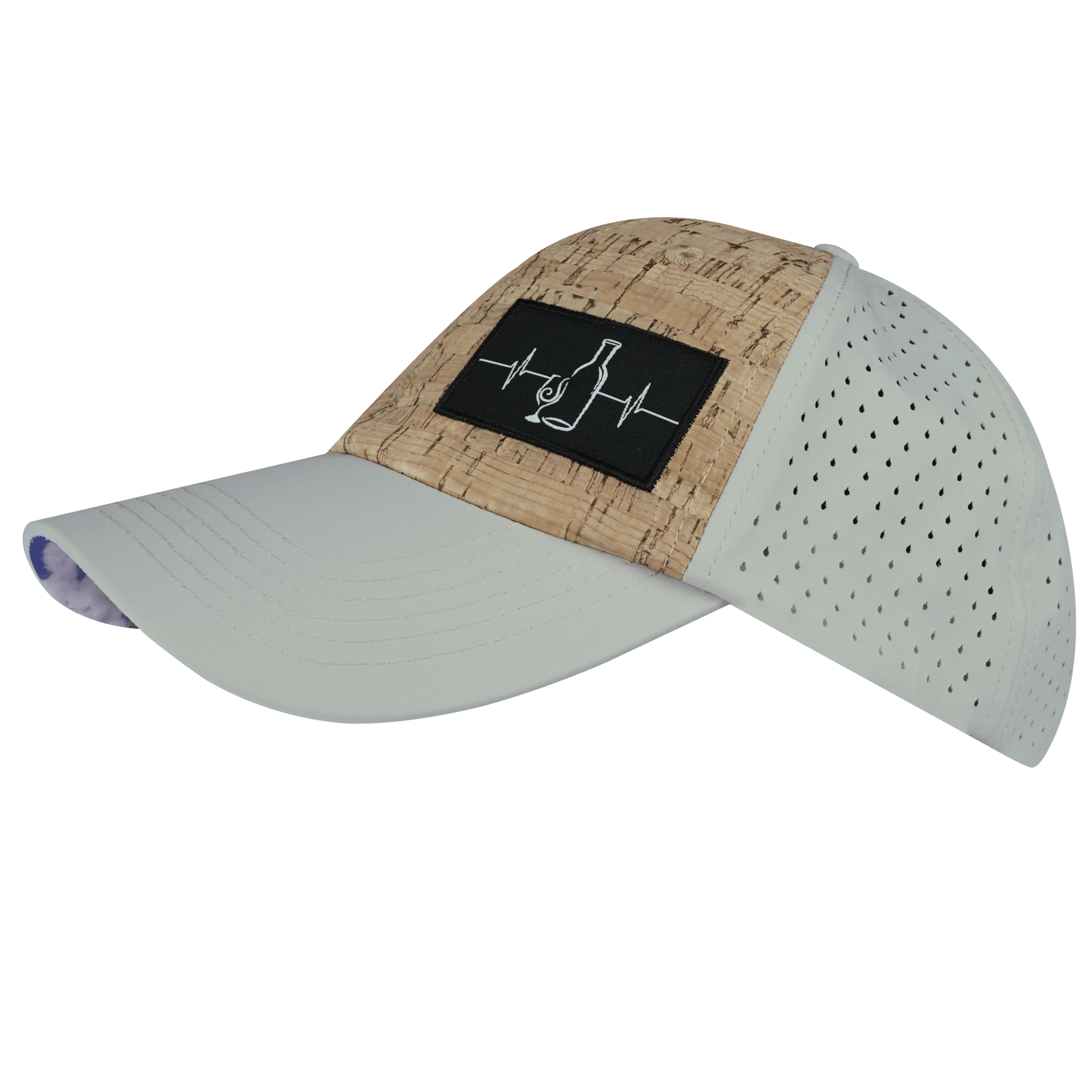 The Heartbeat Brand Wine Hat - Dad Hat - Cork - Gray - Laser Mesh — side view