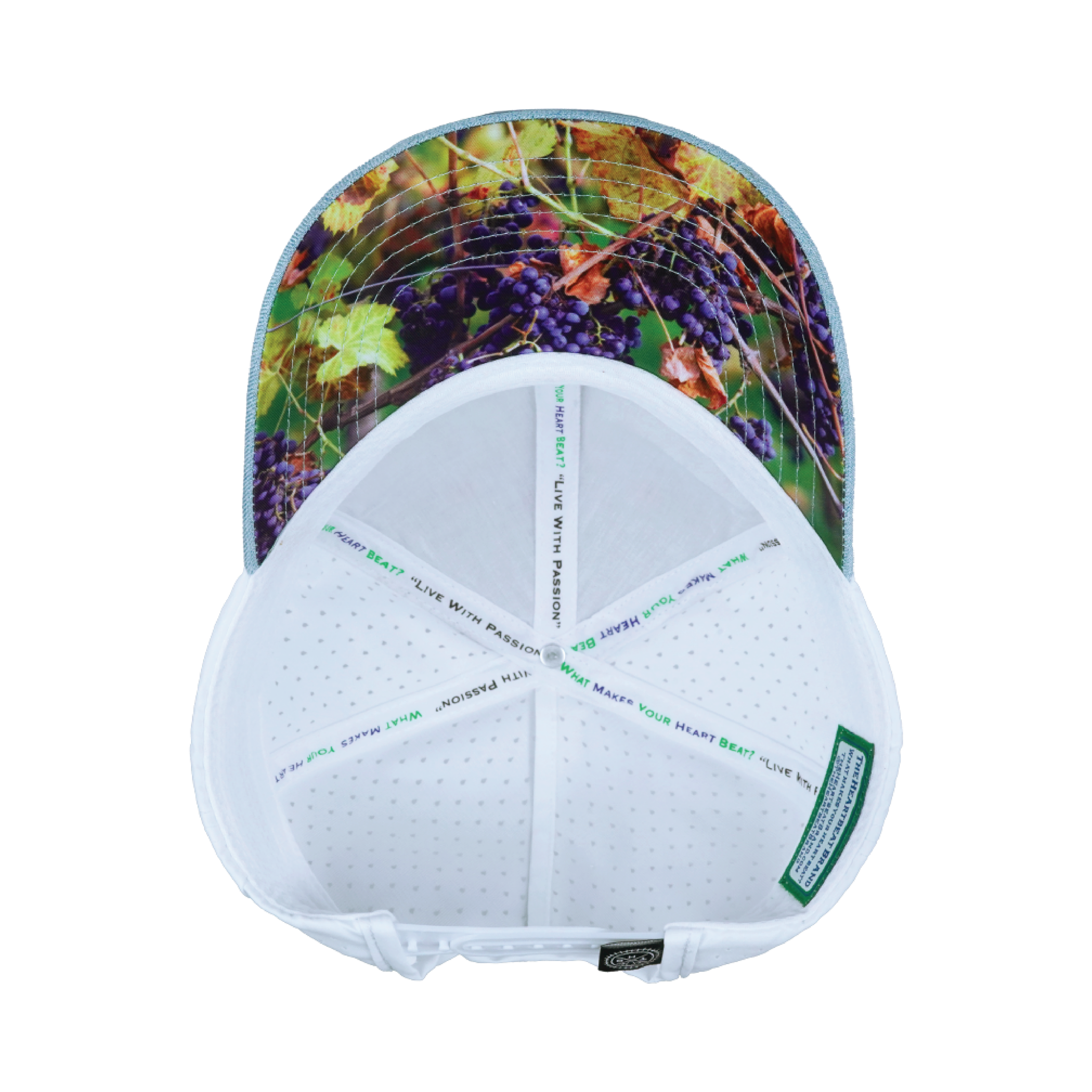 The Heartbeat Brand Wine Hat - Low Profile - Ponytail - Cork - Baby Blue / White - Laser Mesh — back view