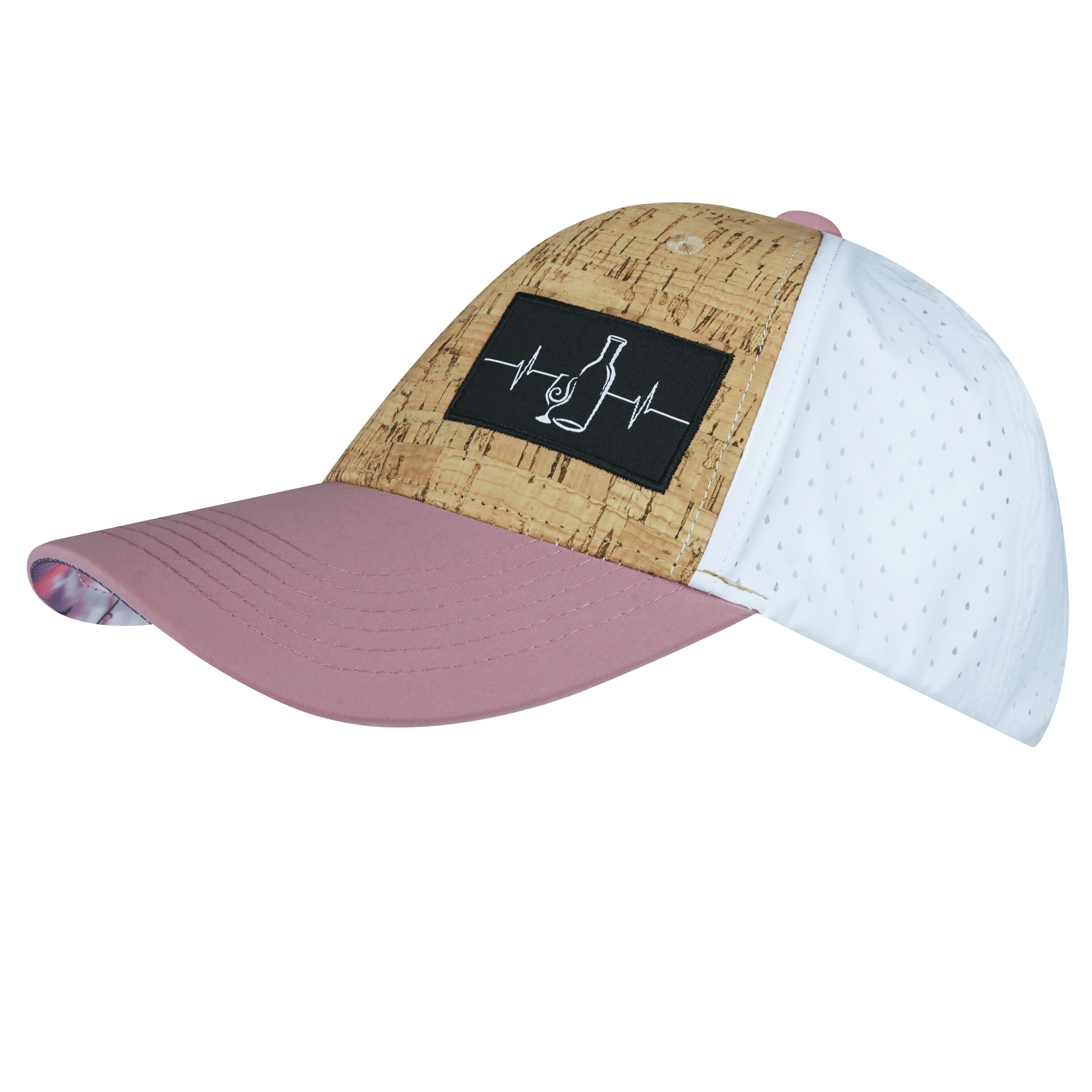 The Heartbeat Brand Wine Hat - Low Profile - Ponytail - Cork - Dusty Pink / White - Laser Mesh — lifestyle context
