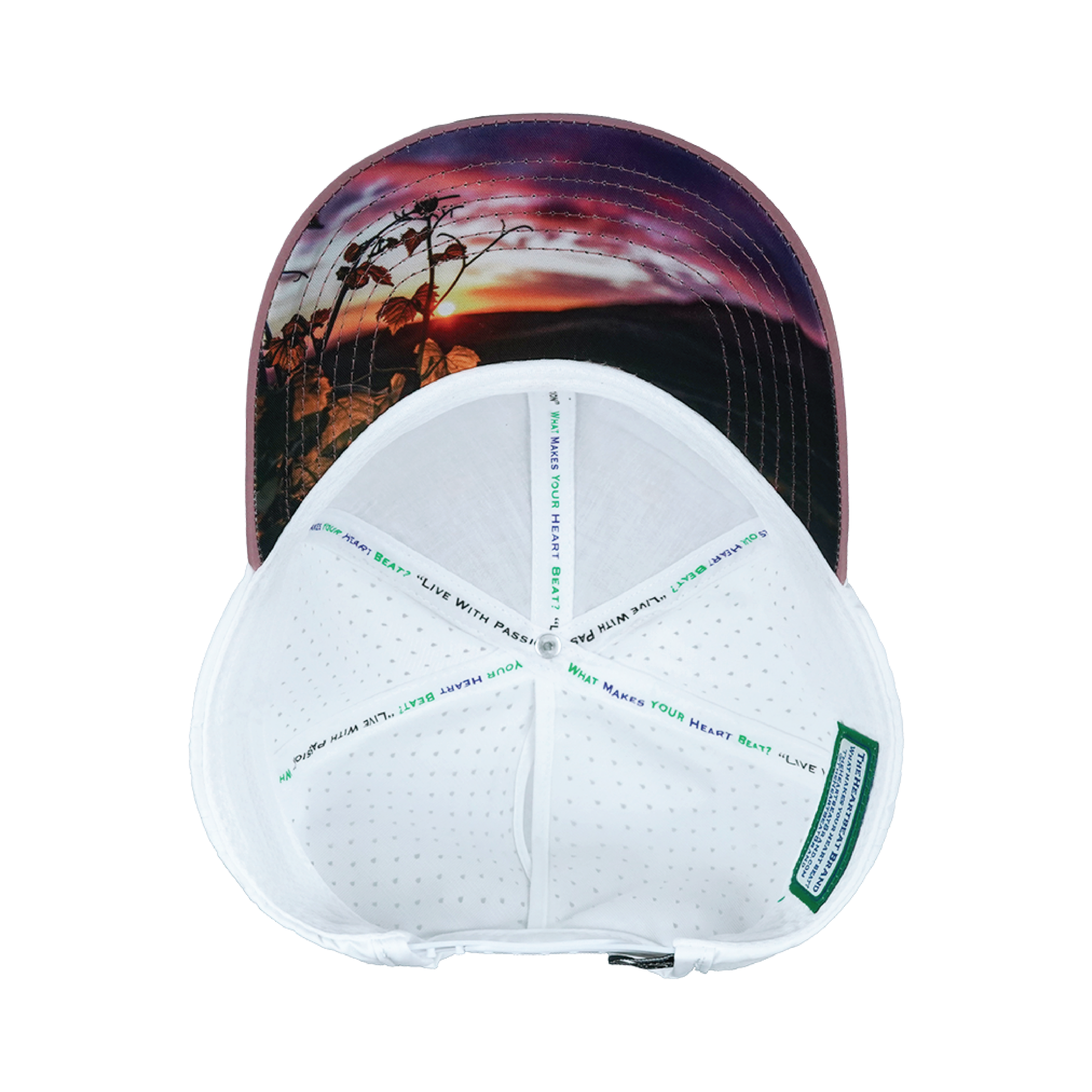 The Heartbeat Brand Wine Hat - Low Profile - Ponytail - Cork - Dusty Pink / White - Laser Mesh — back view