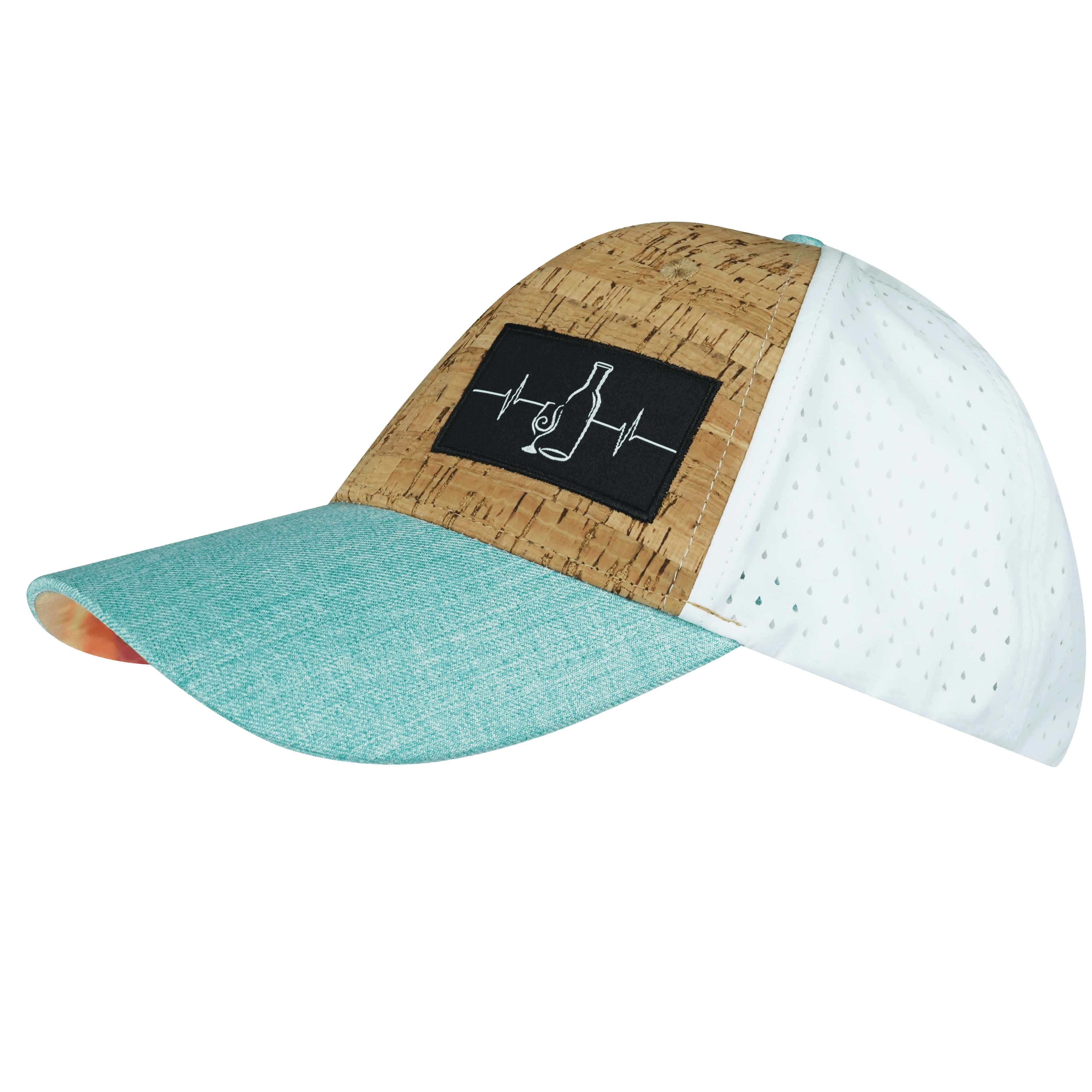 The Heartbeat Brand Wine Hat - Low Profile - Ponytail - Cork - Mint / White - Laser Mesh — lifestyle context
