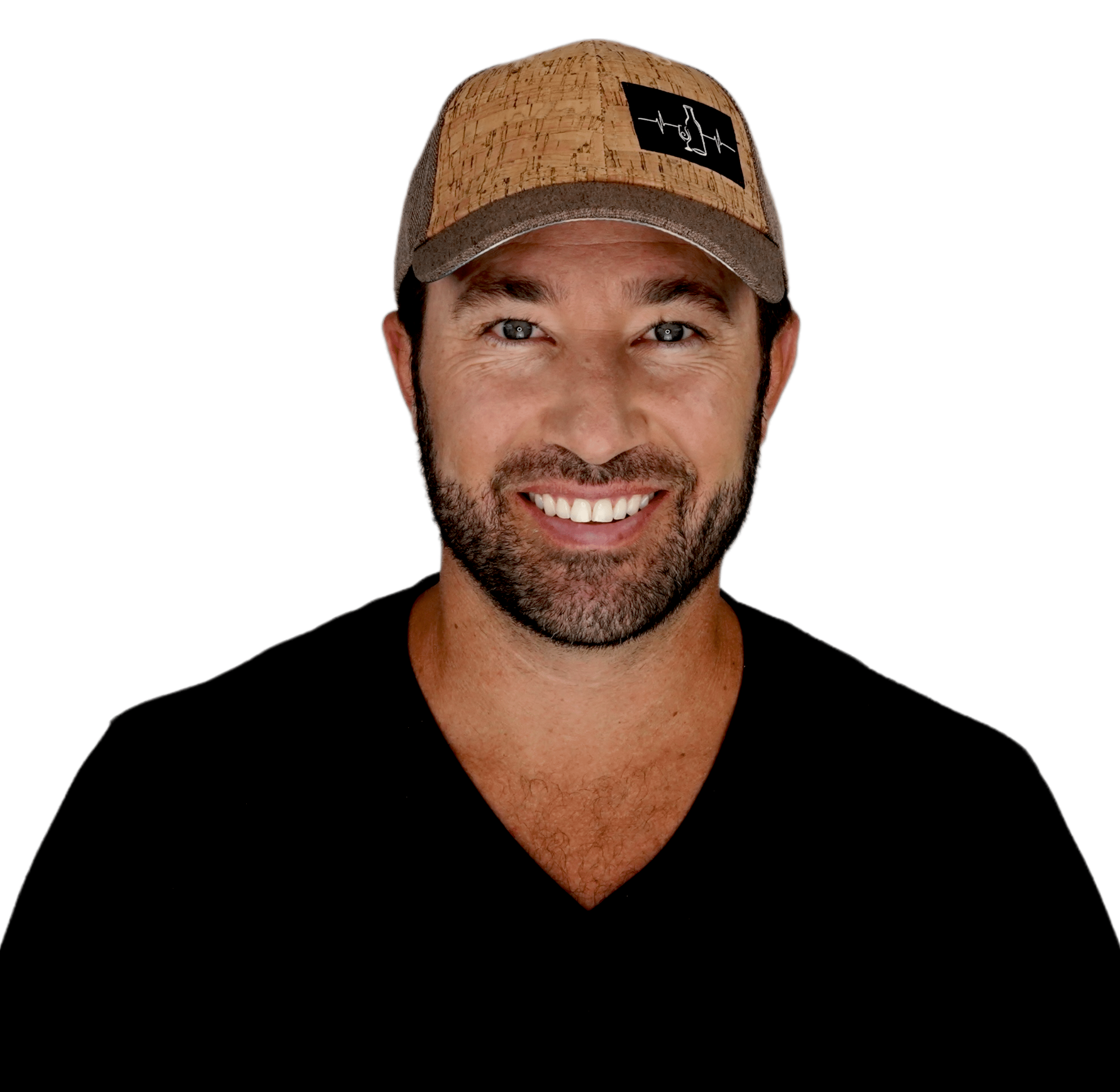 The Heartbeat Brand Wine Hat - Low Profile - Cork - Light Brown Hemp - Fabric Back — detail close-up