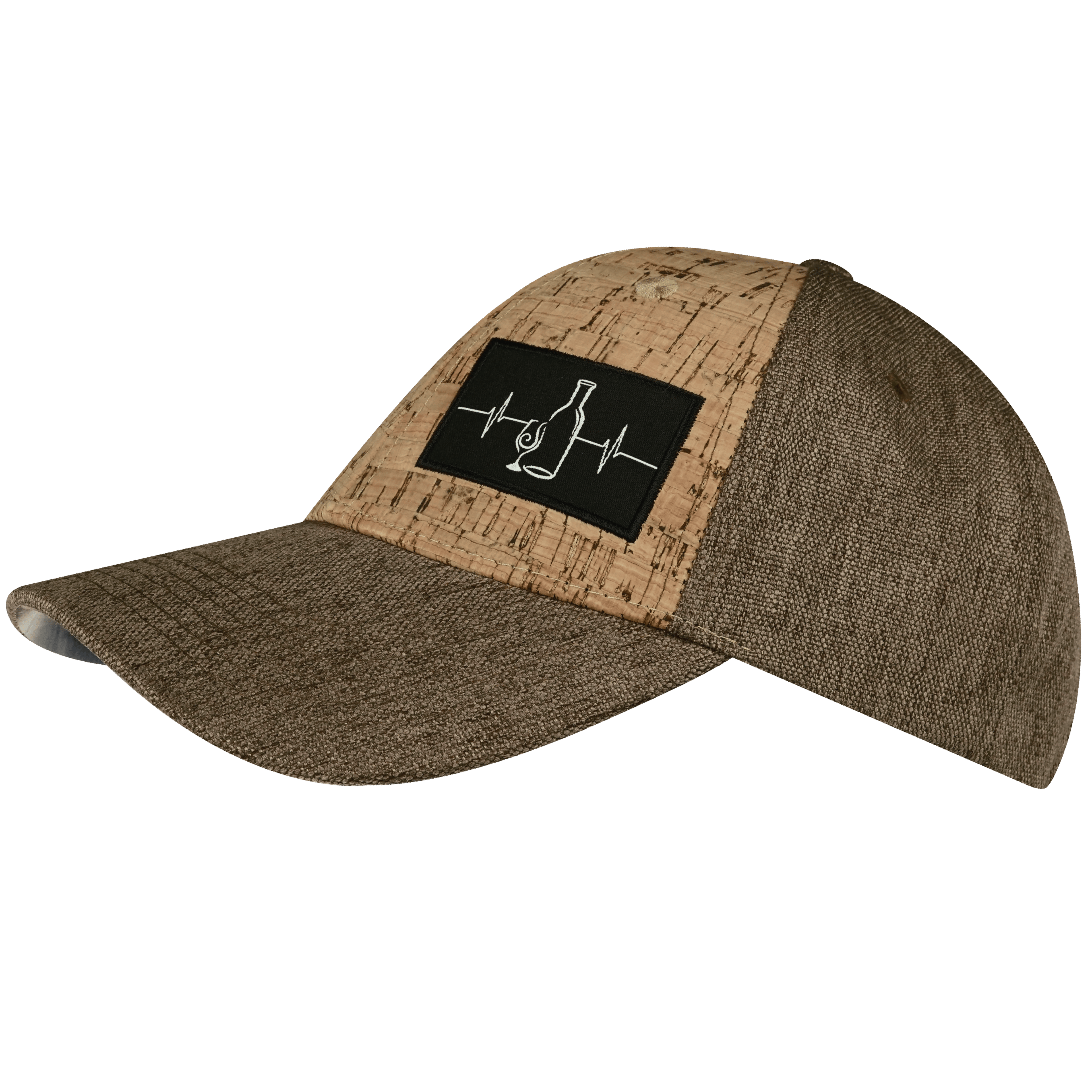 The Heartbeat Brand Wine Hat - Low Profile - Cork - Light Brown Hemp - Fabric Back — side view