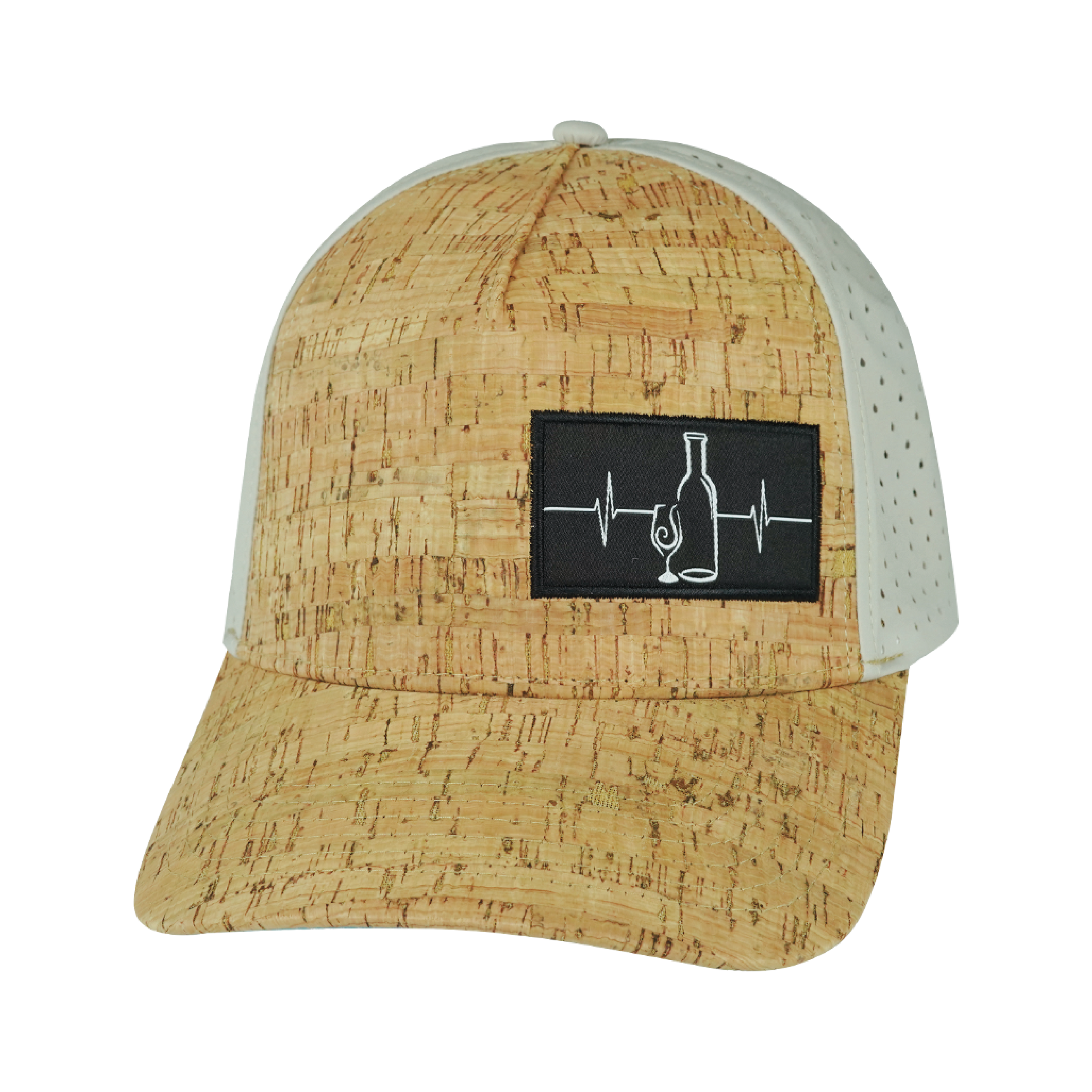 The Heartbeat Brand Wine Hat - Trucker Hat - Cork - Gray - Laser Mesh — back view