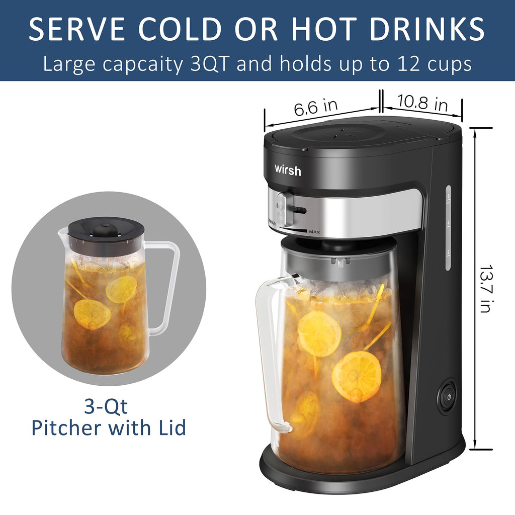 Wirsh Iced Coffee Maker, Iced Tea Maker with 85 Ounce Pitcher,Strength Control and Reusable Filter, view 4