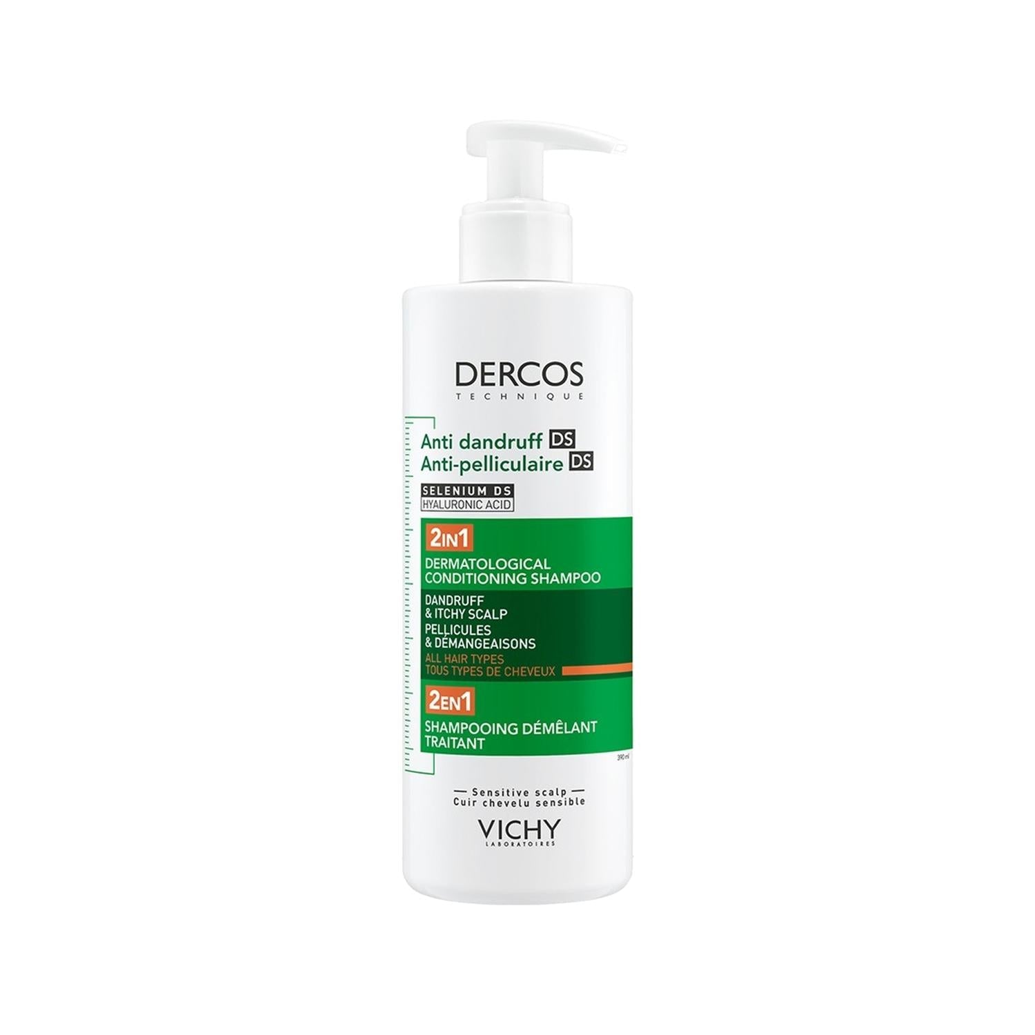 Vichy Dercos Anti-Dandruff 2-in-1 Shampoo: Moisturizing Formula for Itchy, Dry Scalp Relief - 13.17 fl oz