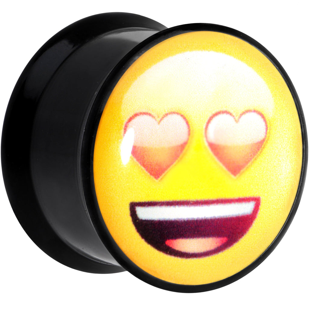 BodyCandy 5/8 Licensed Heart Eyes emoji Acrylic Double Flare Plug Set — construction detail