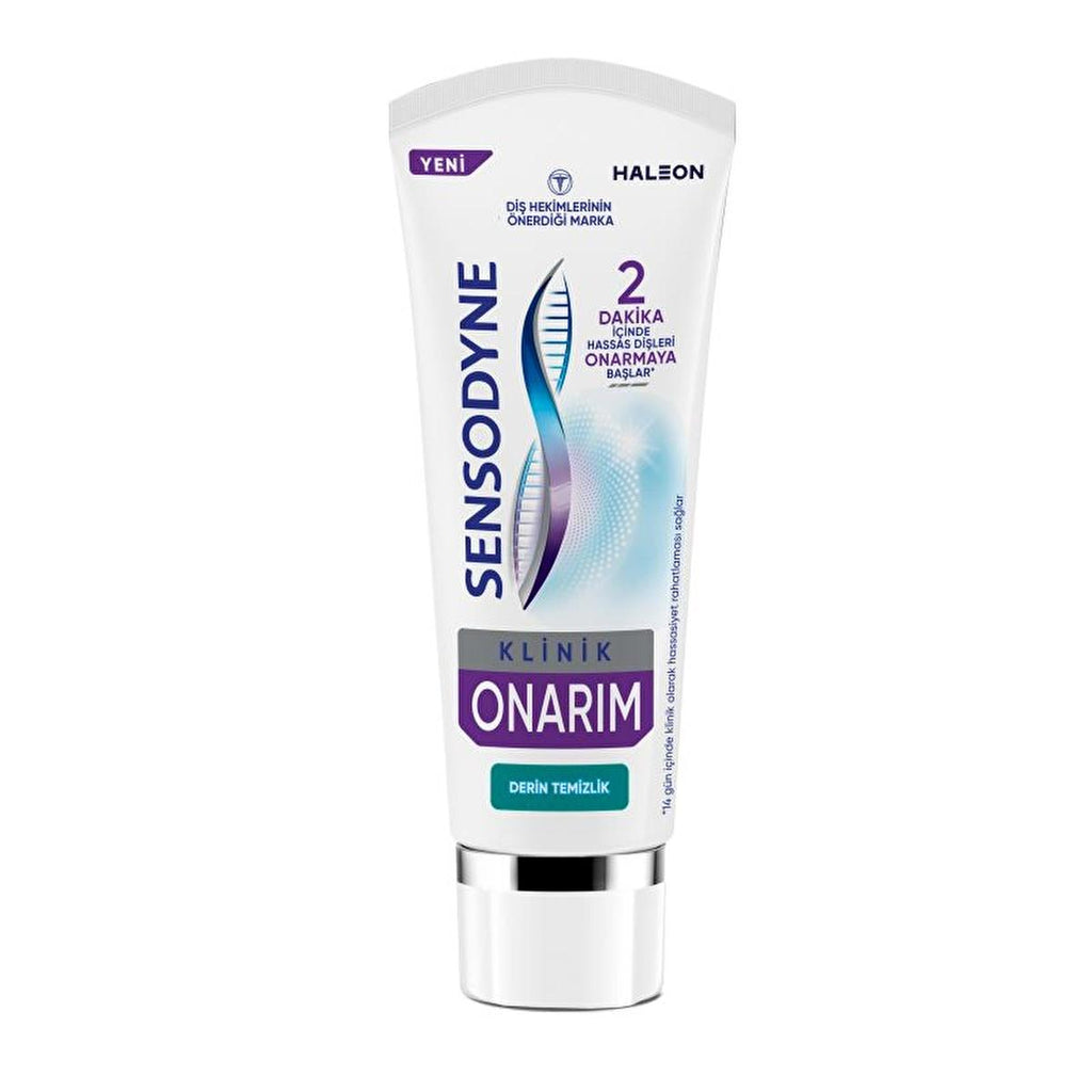 Sensodyne Klinik Onarõm: Deep Clean Sensitive Teeth Toothpaste with Novamin Technology - Rapid Repair & Lasting Relief