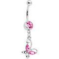 BodyCandy Pink Gem Fancy Free Butterfly Dangle Belly Ring — main product shot