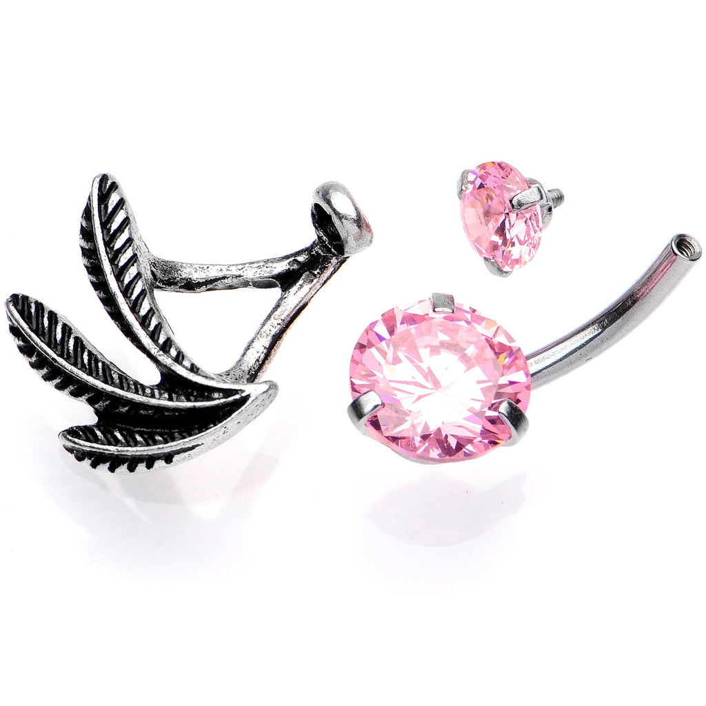 BodyCandy Pink Gem Feather Trio Dangle Belly Ring — lifestyle context