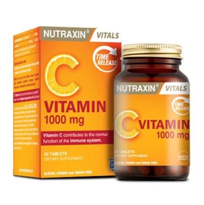 Nutraxin Vitamin C 1000 mg Supplement - Natural, Allergen-Friendly, Gluten-Free, 30 Tablets for Immune Support