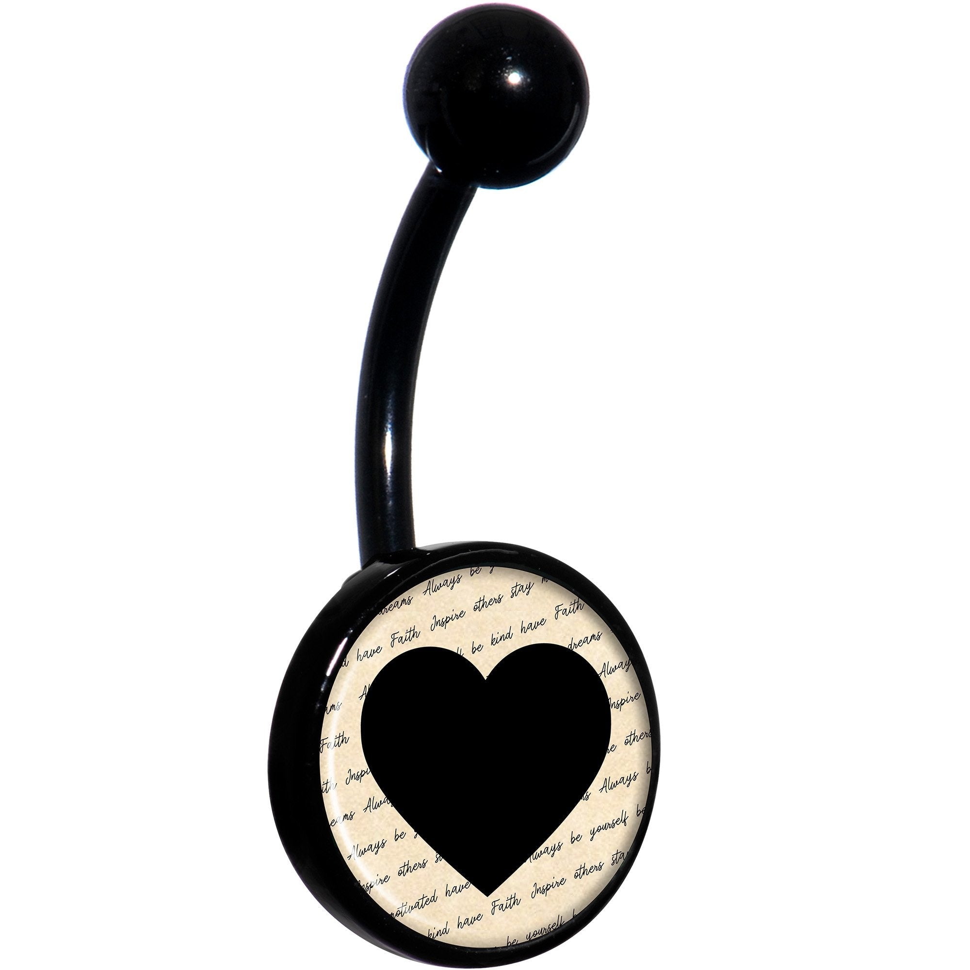 BodyCandy Love Letter Black Heart Black Belly Ring — main product shot