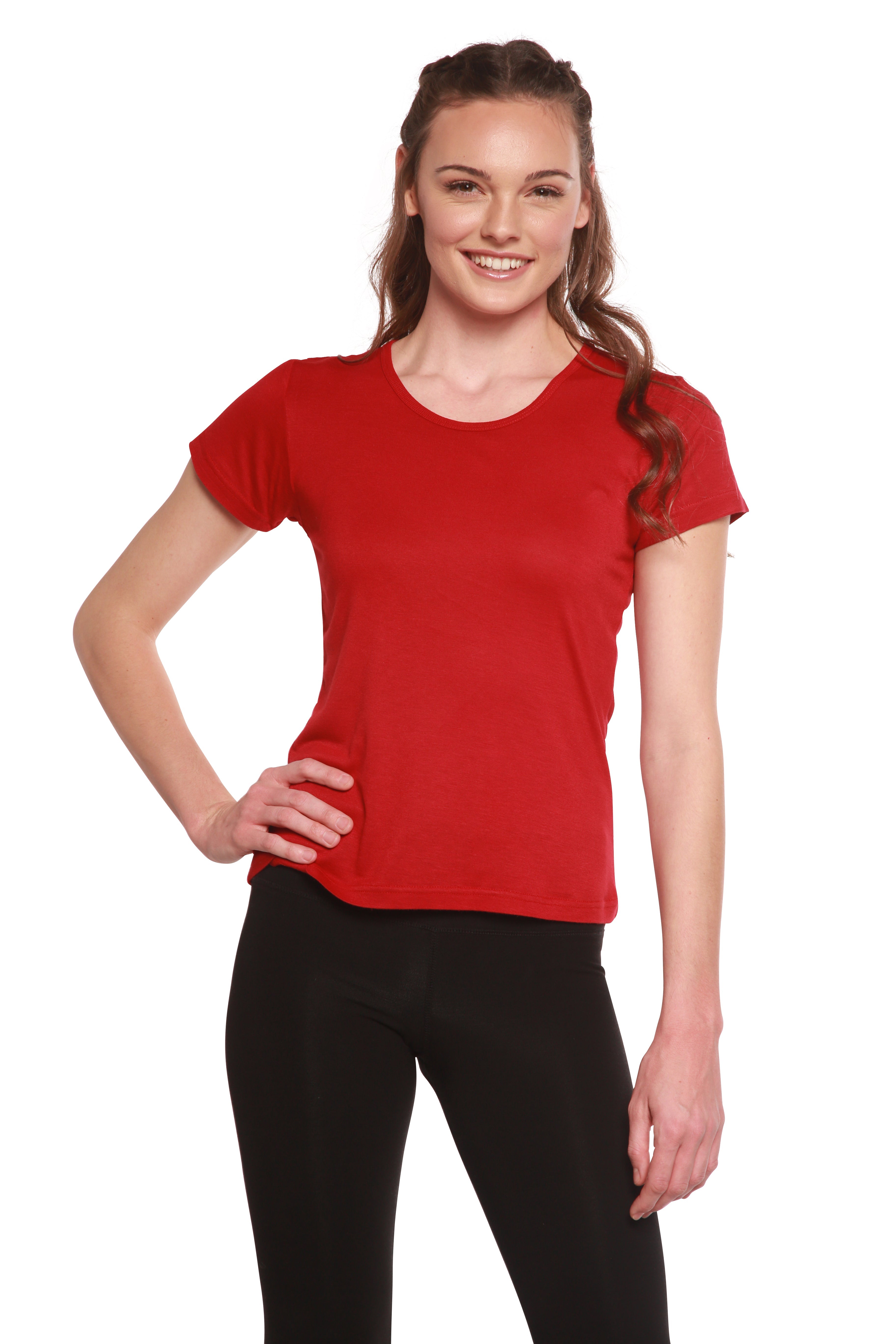 Spun Bamboo Women's 100% Bamboo Viscose Scoop Neck Short Sleeve T-Shirt — packaging