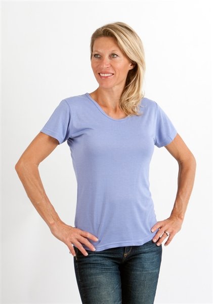 Spun Bamboo Women's 100% Bamboo Viscose Scoop Neck Short Sleeve T-Shirt — size reference
