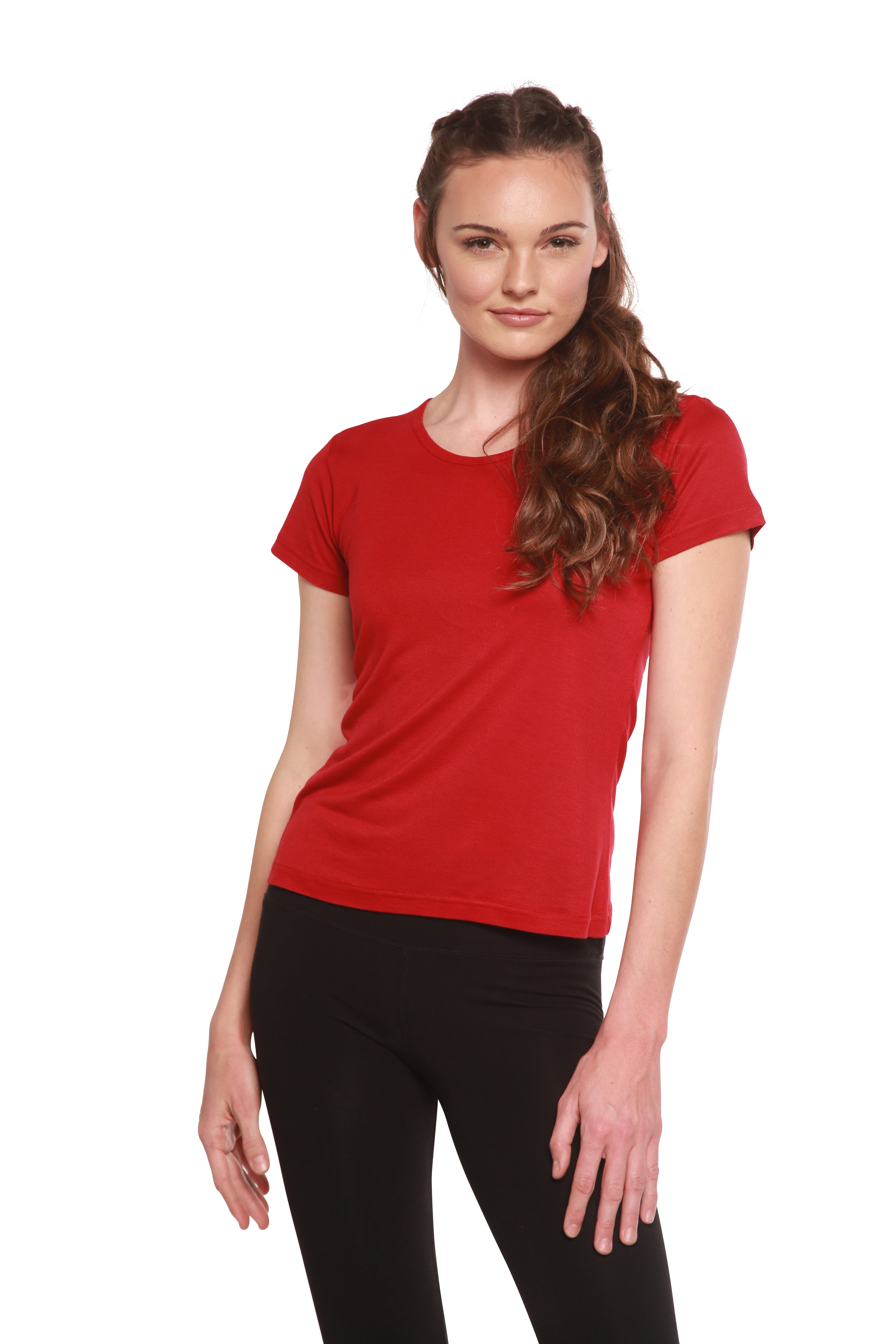 Spun Bamboo Women's 100% Bamboo Viscose Scoop Neck Short Sleeve T-Shirt — main product shot