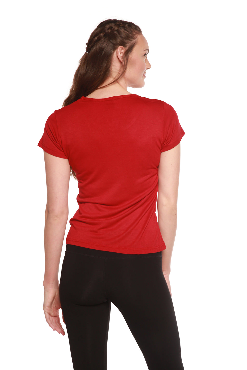 Spun Bamboo Women's 100% Bamboo Viscose Scoop Neck Short Sleeve T-Shirt — fabric or material detail