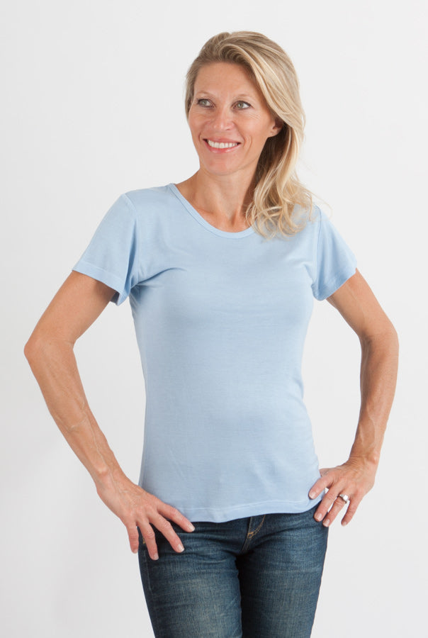 Spun Bamboo Women's 100% Bamboo Viscose Scoop Neck Short Sleeve T-Shirt — feature highlight