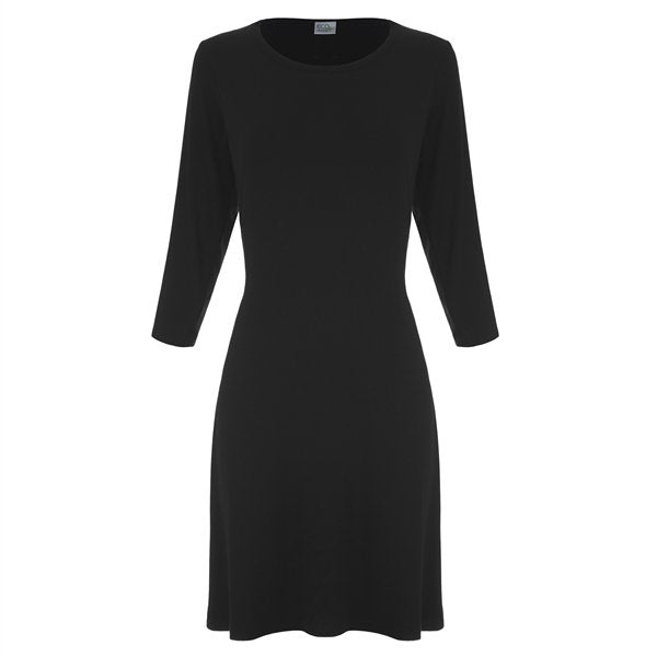 Spun Bamboo Women's A-Line Bamboo Viscose Dress in Black — side view
