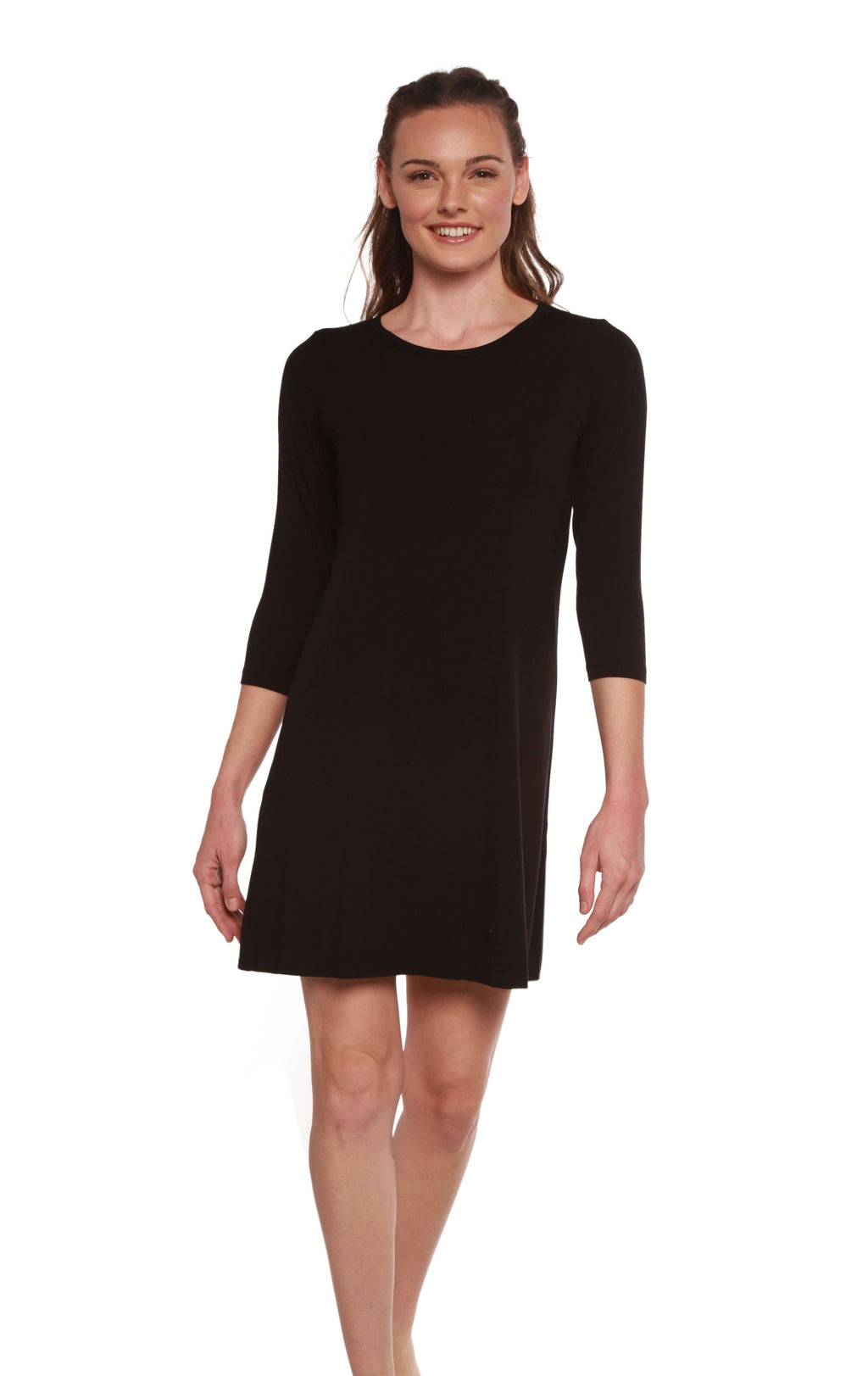Spun Bamboo Women's A-Line Bamboo Viscose Dress in Black — main product shot