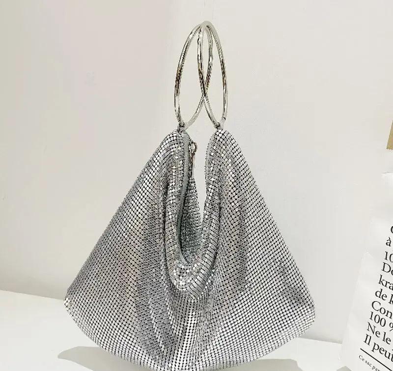Mariam's Collection MAC025 Women's Aluminum Sequin Evening Clutch Hand Bag Purse — construction detail