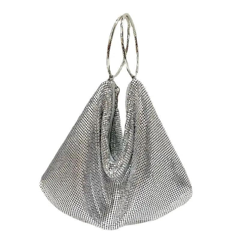 Mariam's Collection MAC025 Women's Aluminum Sequin Evening Clutch Hand Bag Purse — Mariam's Collection branding close-up