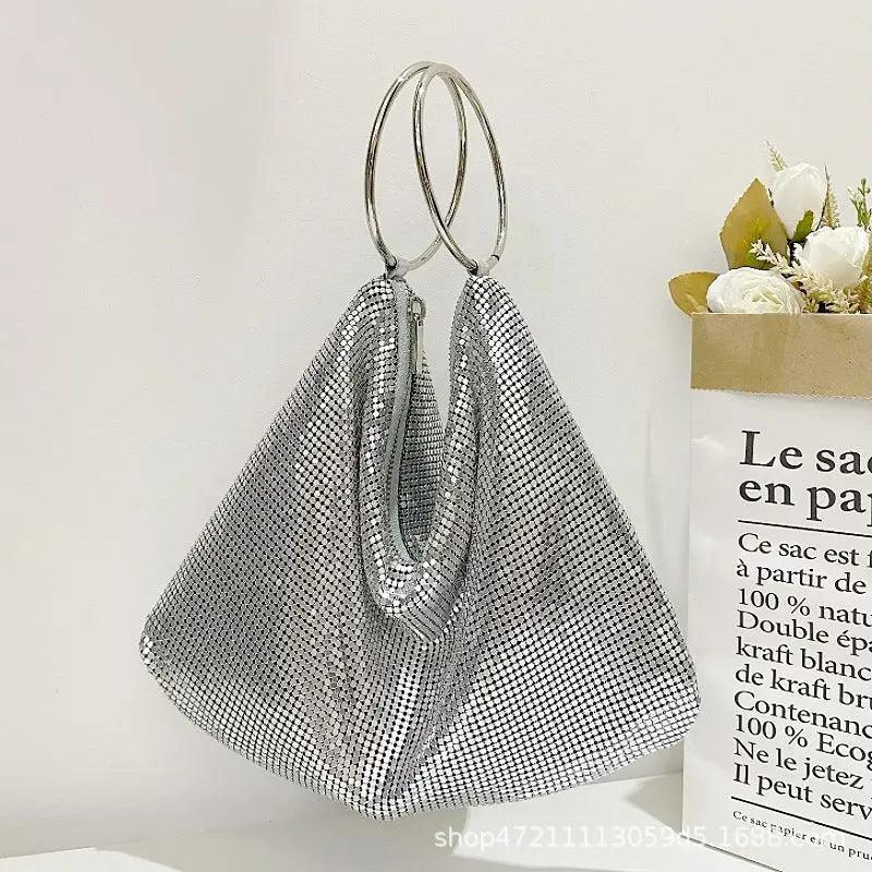 Mariam's Collection MAC025 Women's Aluminum Sequin Evening Clutch Hand Bag Purse — lifestyle worn / used context