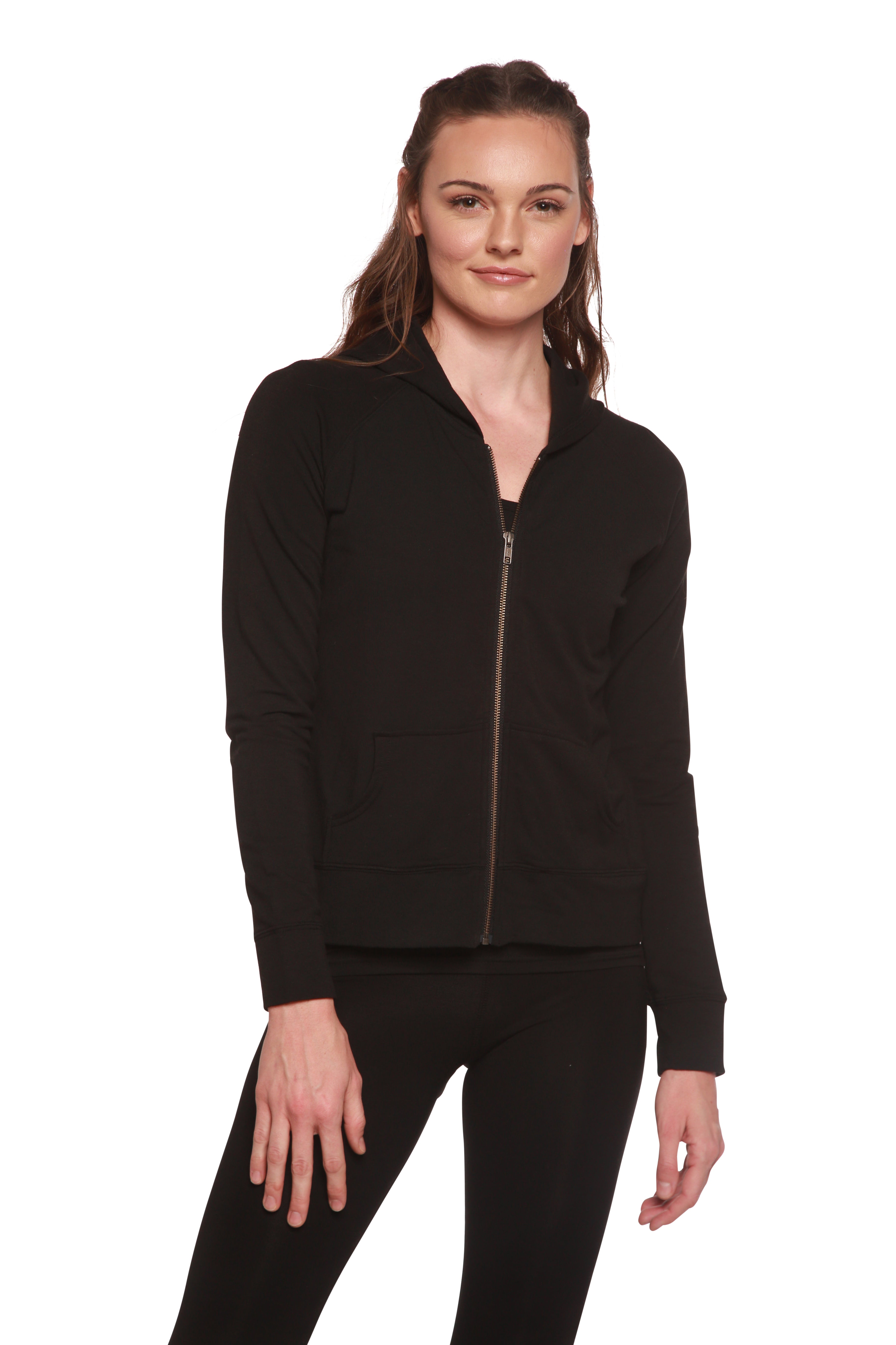 Spun Bamboo Women's Bamboo French Terry Zip Hooded Sweatshirt — back view