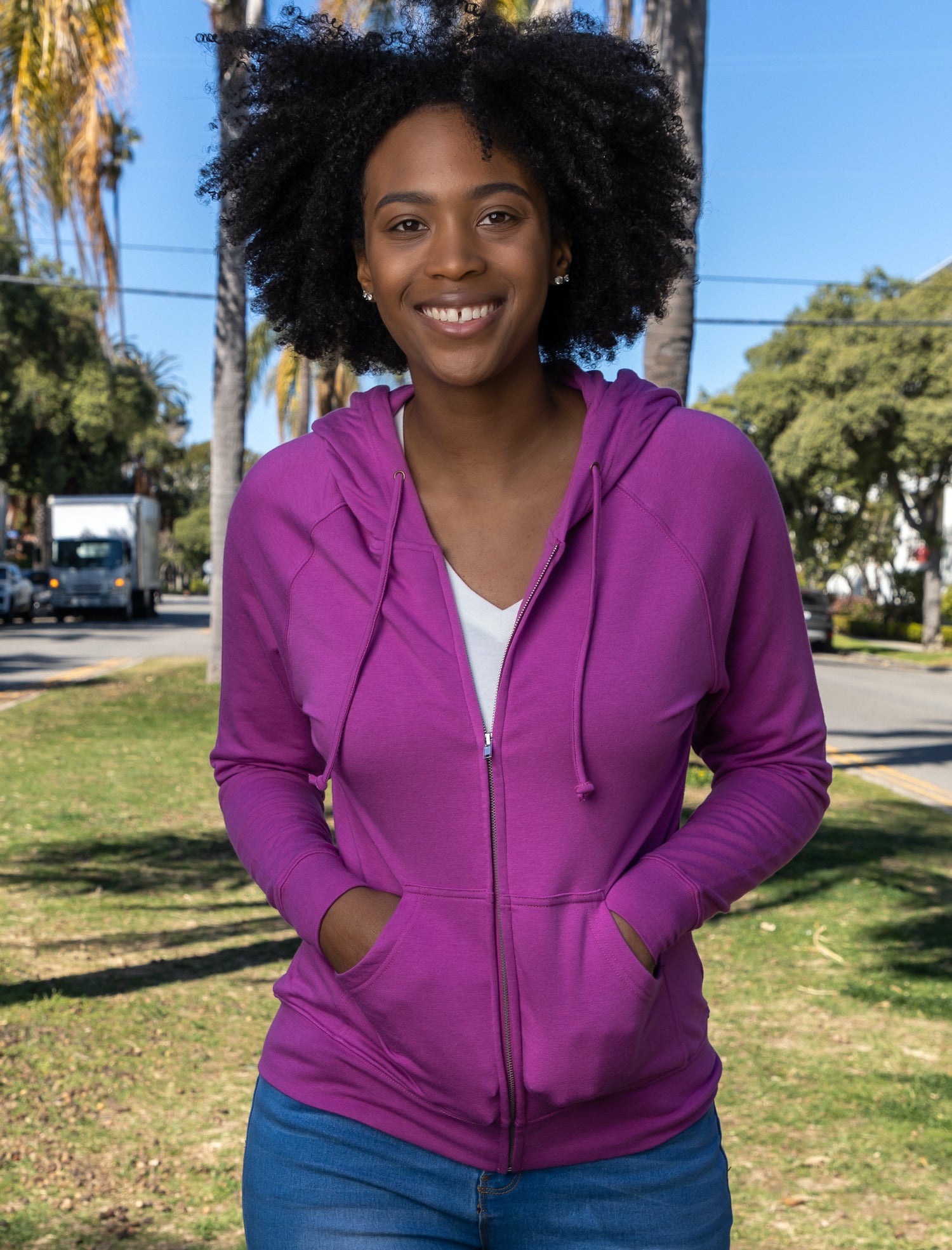 Spun Bamboo Women's Bamboo French Terry Zip Hooded Sweatshirt — lifestyle context