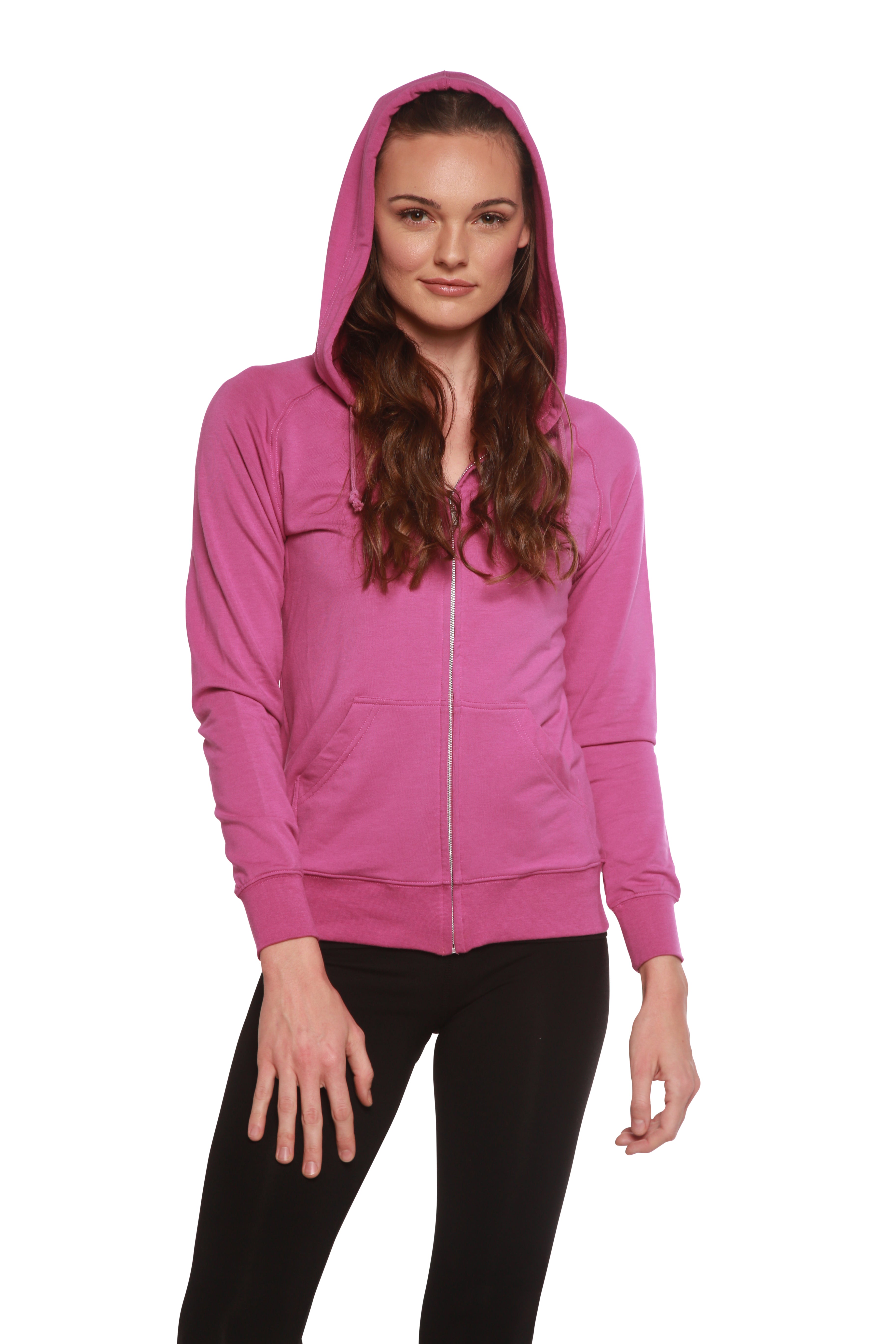 Spun Bamboo Women's Bamboo French Terry Zip Hooded Sweatshirt — side view